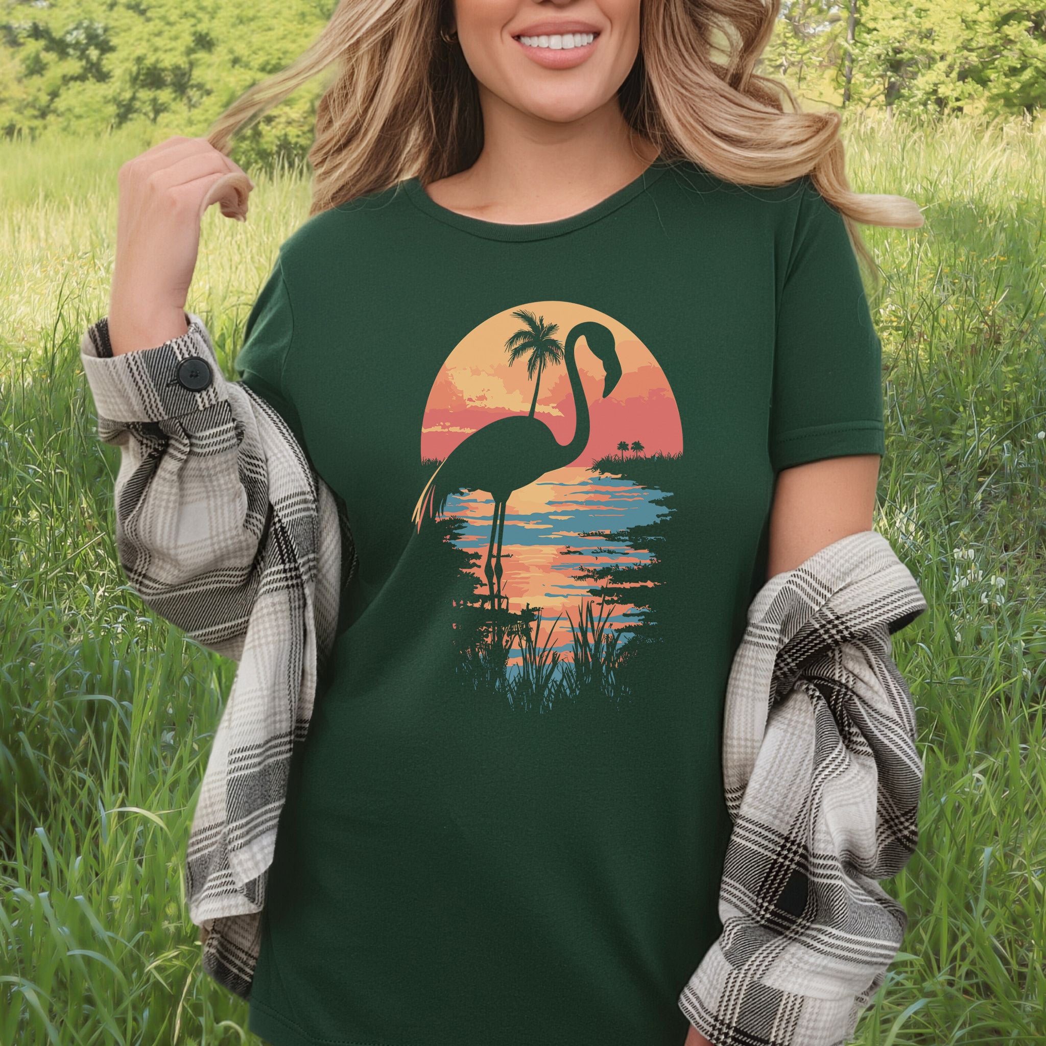 Sunset Flamingo Silhouette T-Shirt