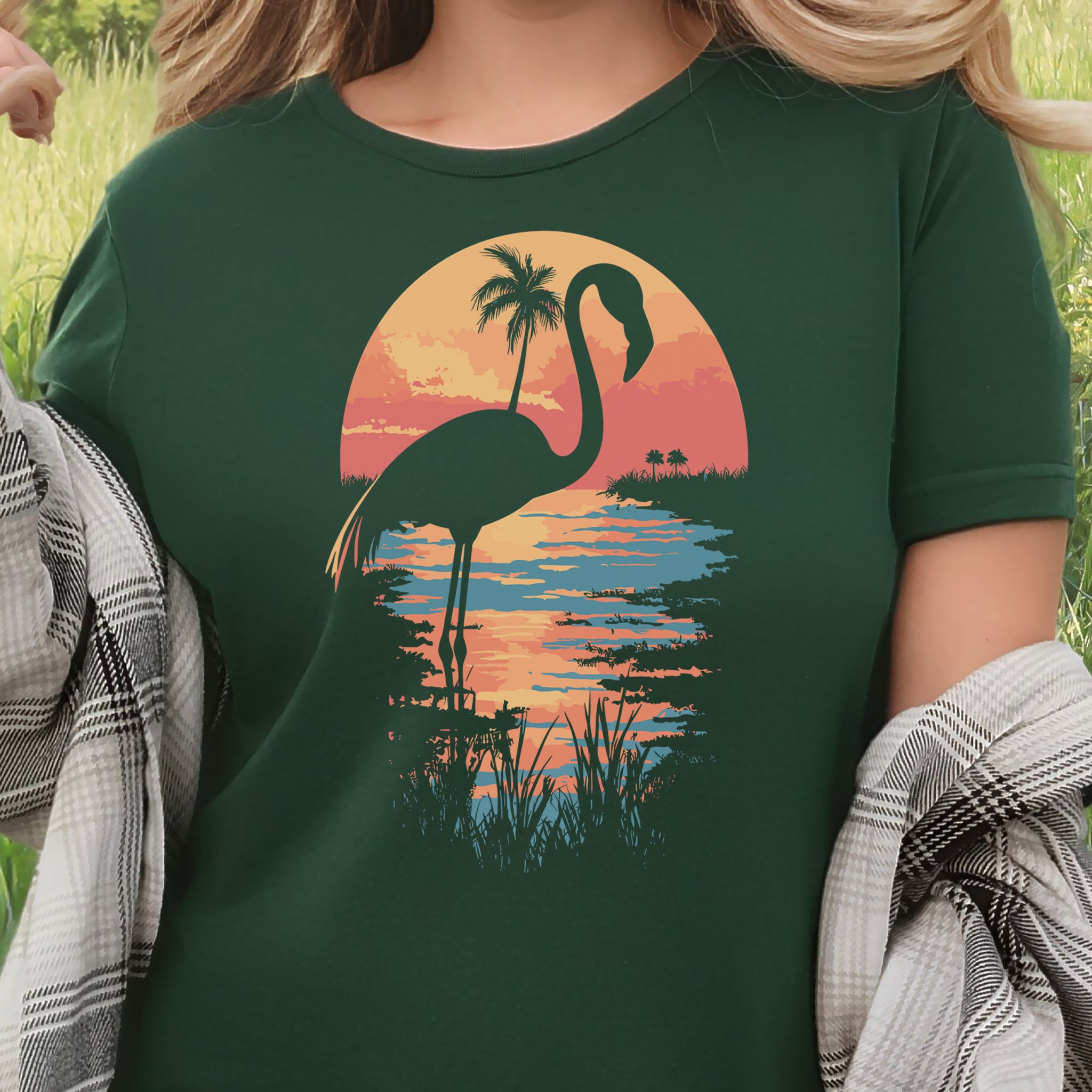 Sunset Flamingo Silhouette T-Shirt