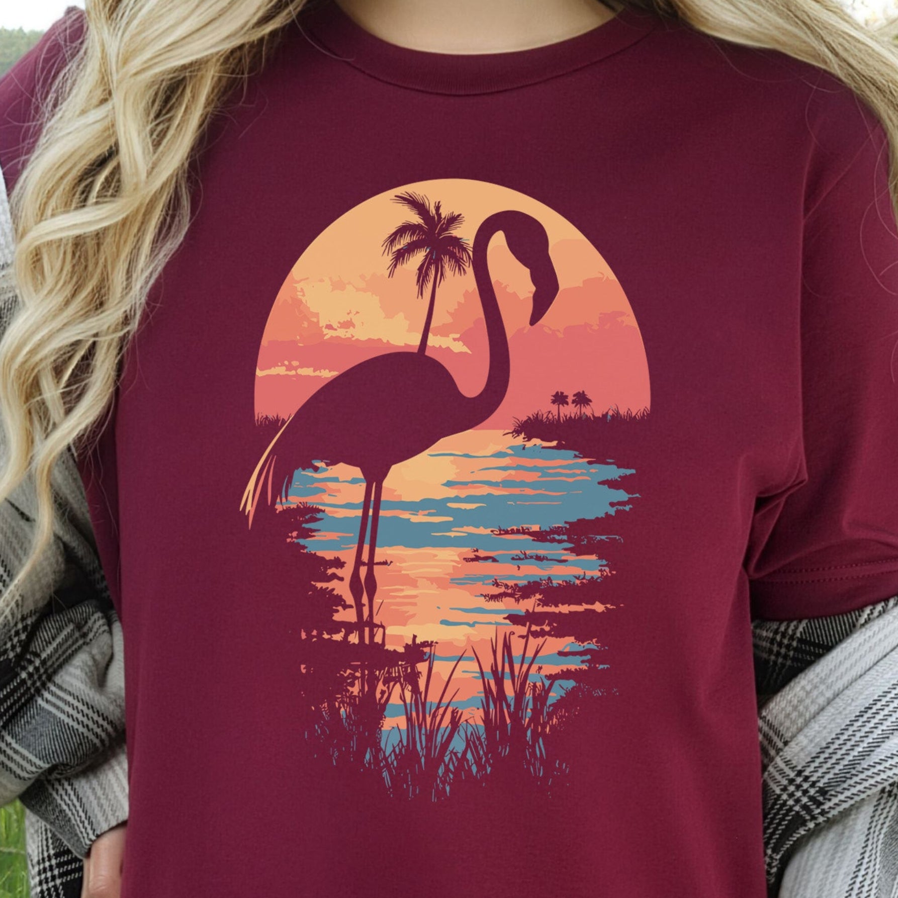 Sunset Flamingo Silhouette T-Shirt