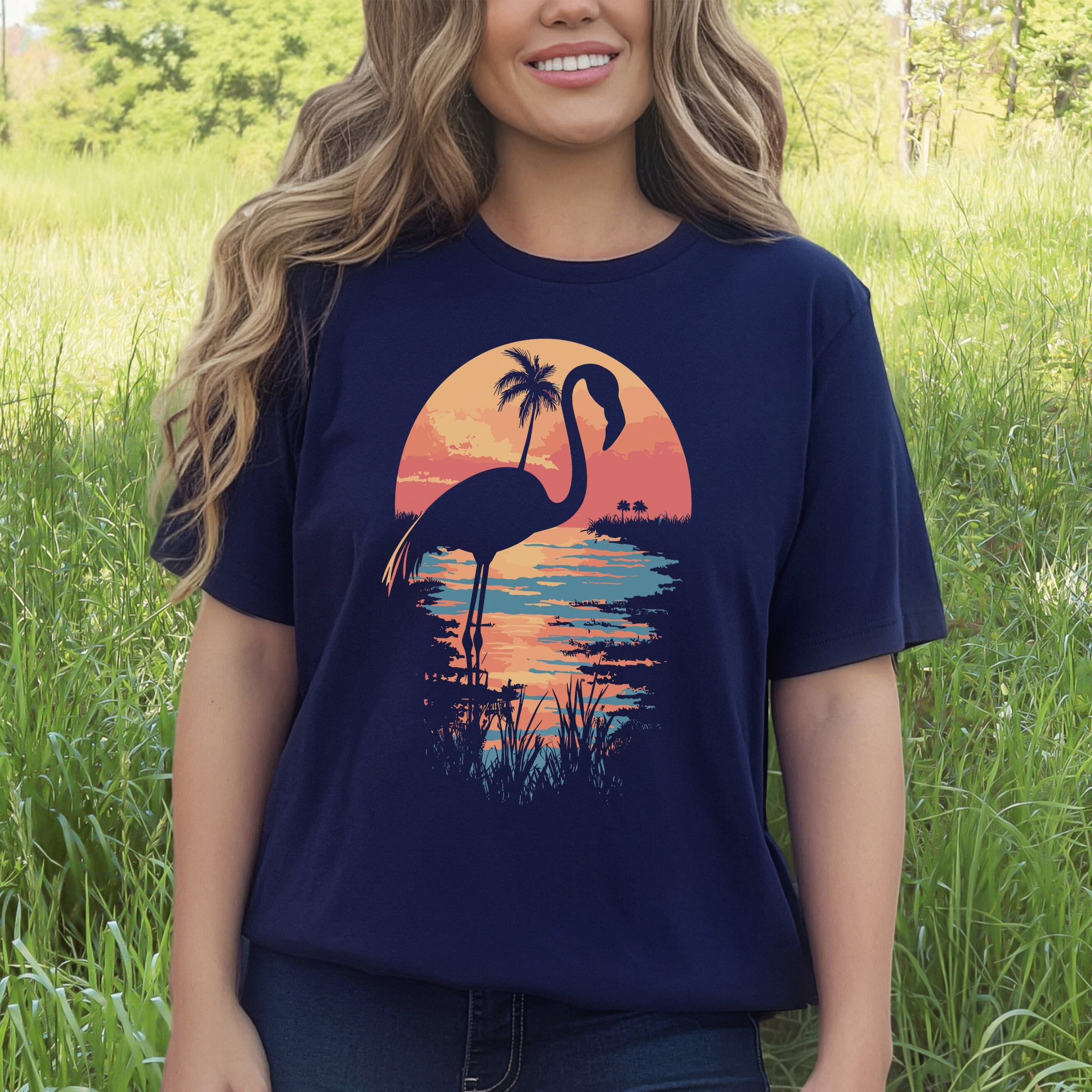 Sunset Flamingo Silhouette T-Shirt