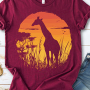 Giraffe Sunset Silhouette T-Shirt – Serene Savannah Safari Vibes