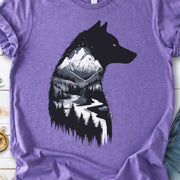 Wolf Mountain Spirit T-Shirt – Dark Forest Falls & Wilderness Soul Tee