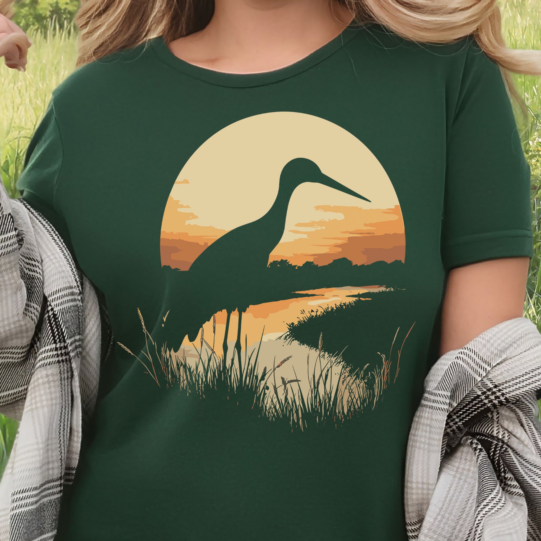 Stork River Sunset T-Shirt – Peaceful Safari Bird Lover Tee
