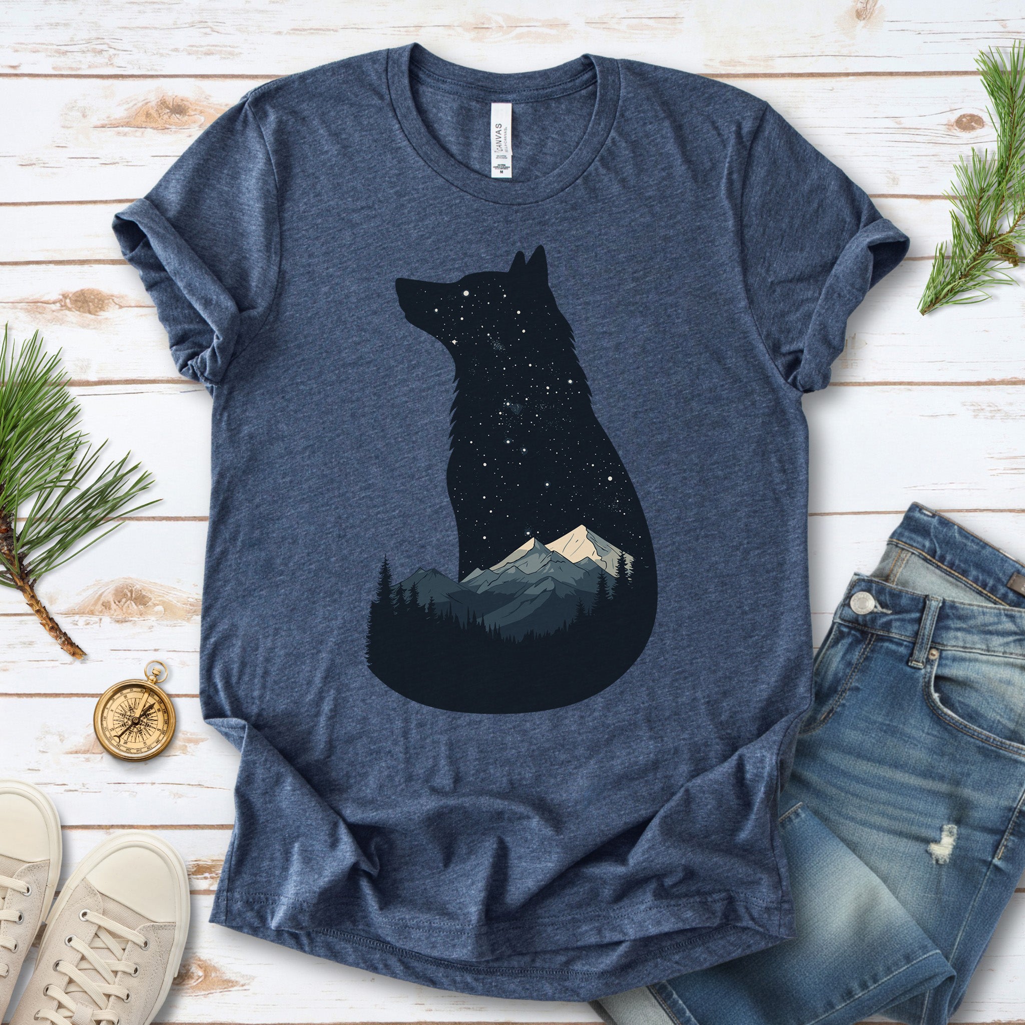 Cosmic Wolf Mountain Spirit Animal T-Shirt