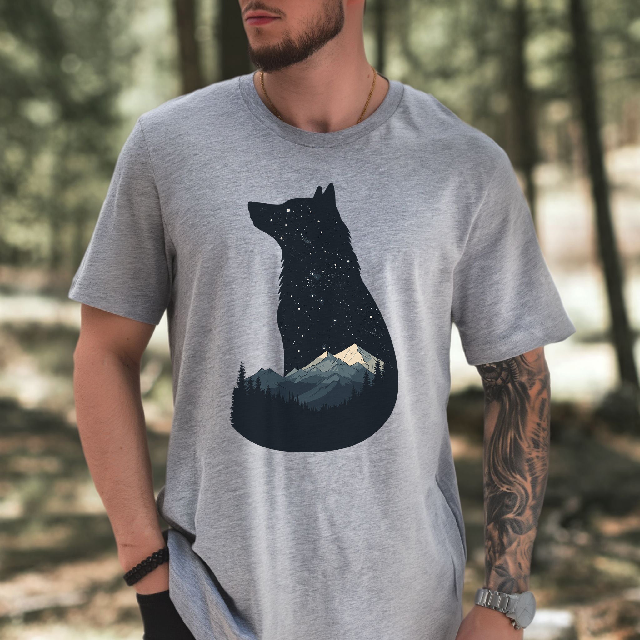 Cosmic Wolf Mountain Spirit Animal T-Shirt