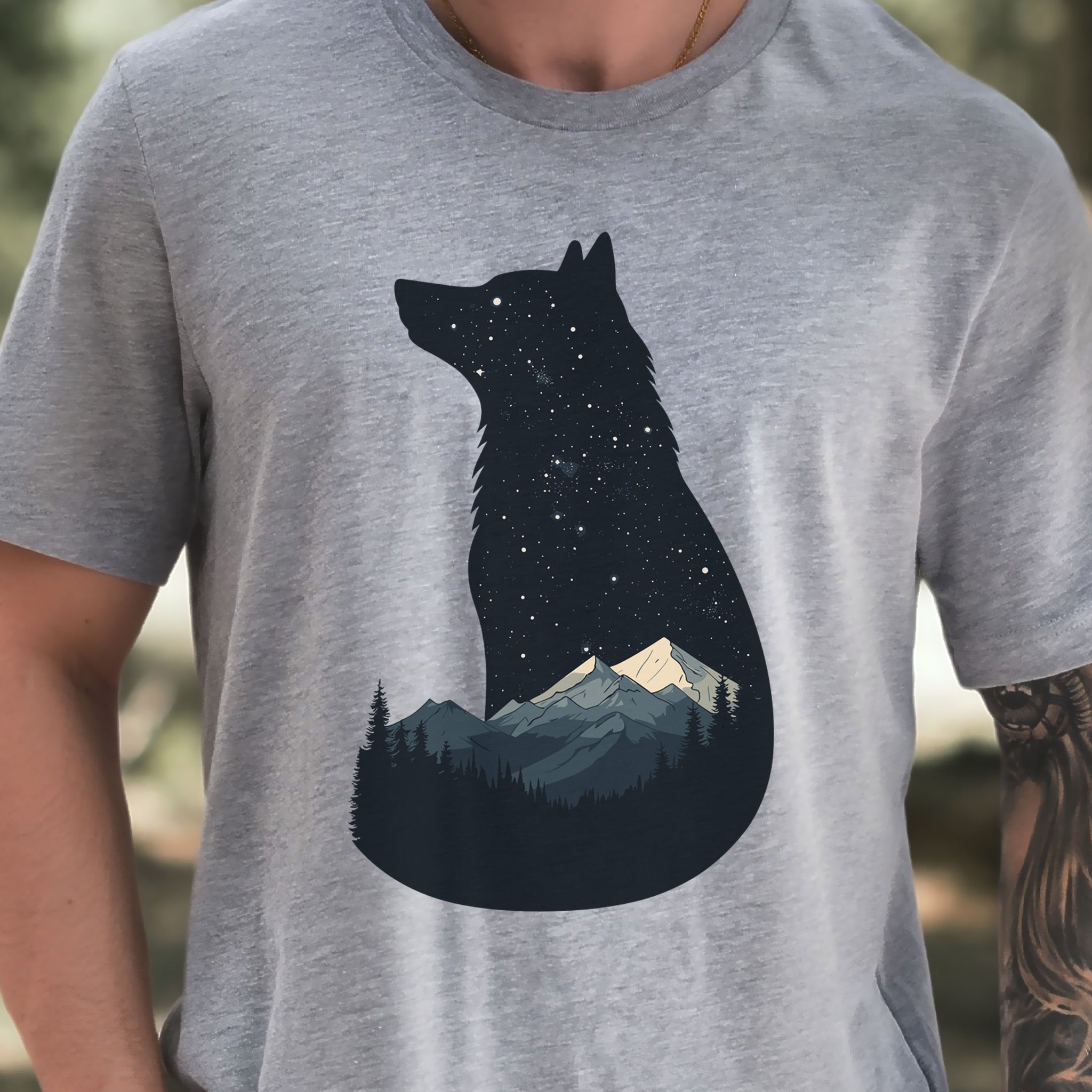Cosmic Wolf Mountain Spirit Animal T-Shirt