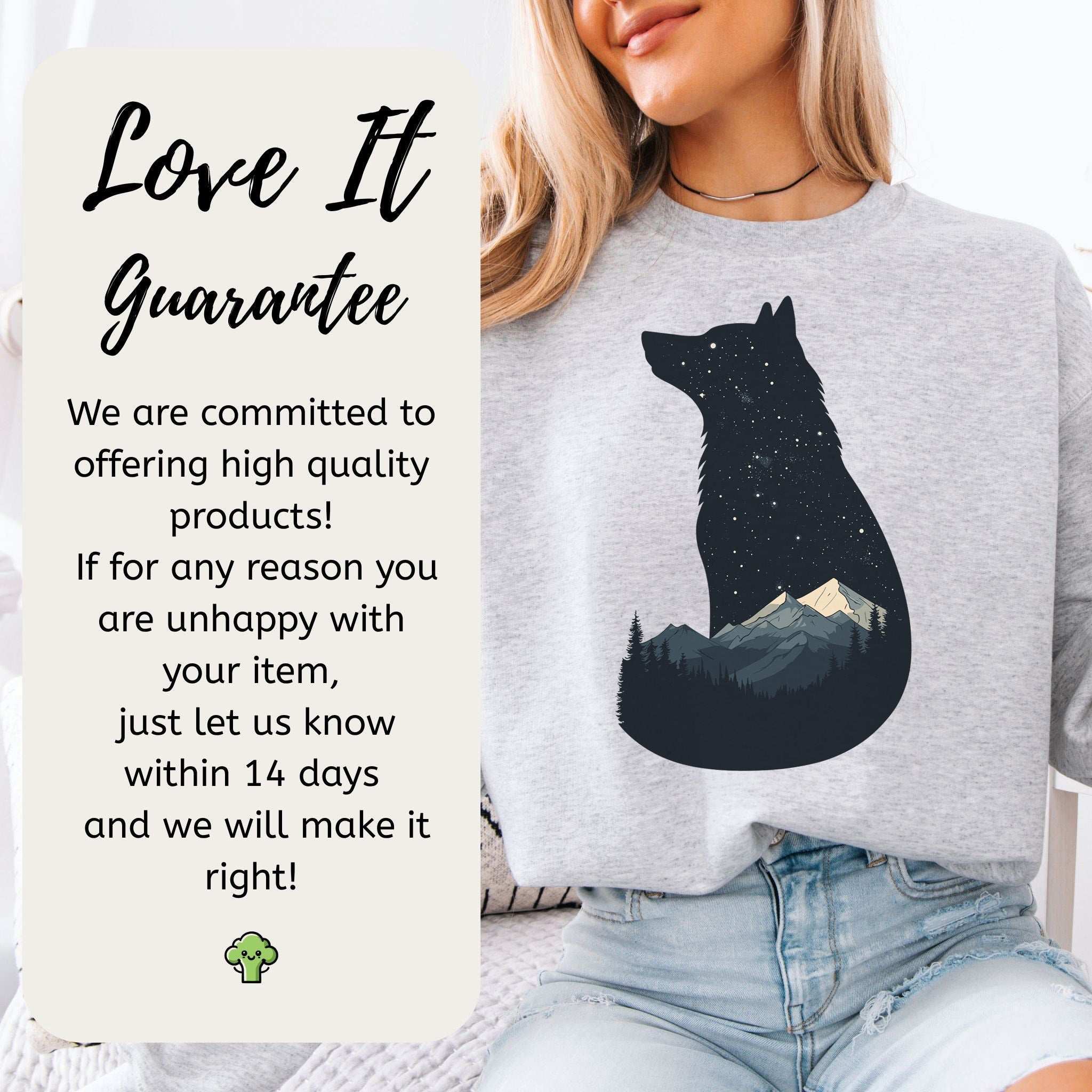 Wolf Silhouette Night Mountain Sweatshirt – Wild & Free Spirit Animal Design