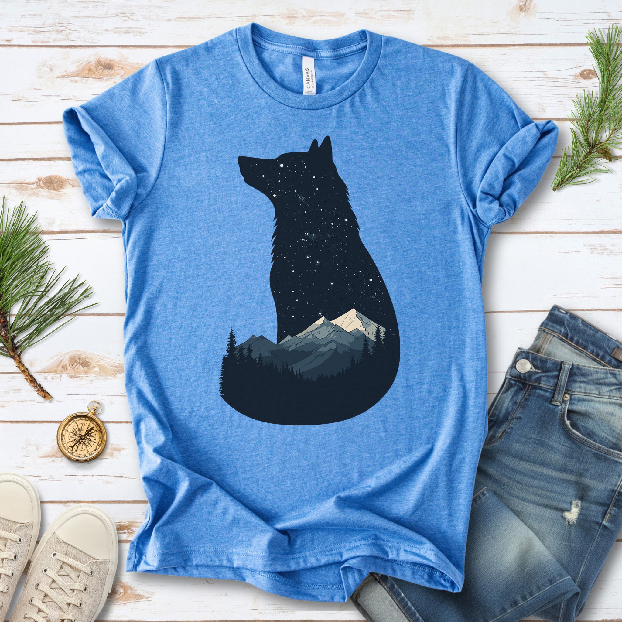 Cosmic Wolf Mountain Spirit Animal T-Shirt