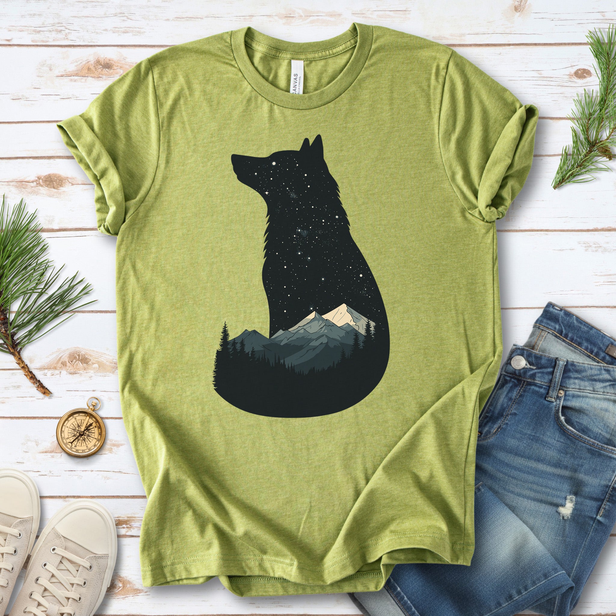 Cosmic Wolf Mountain Spirit Animal T-Shirt