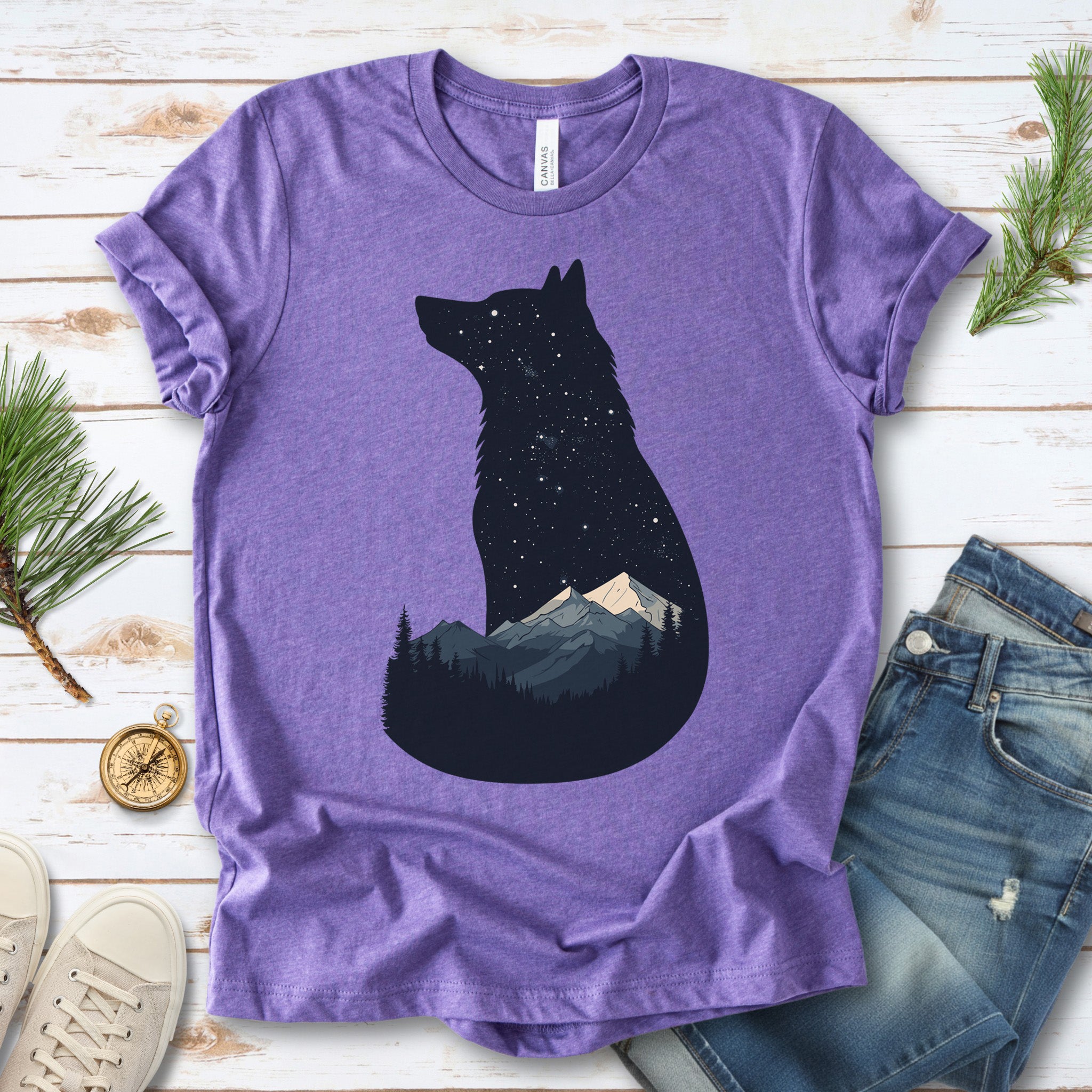 Cosmic Wolf Mountain Spirit Animal T-Shirt