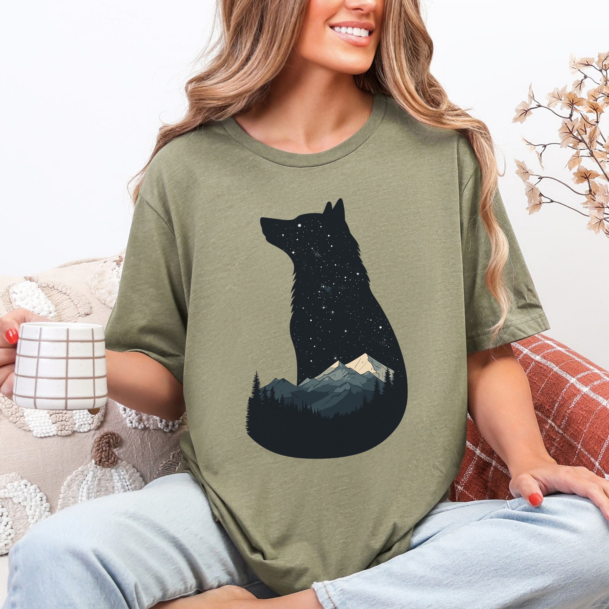 Cosmic Wolf Mountain Spirit Animal T-Shirt