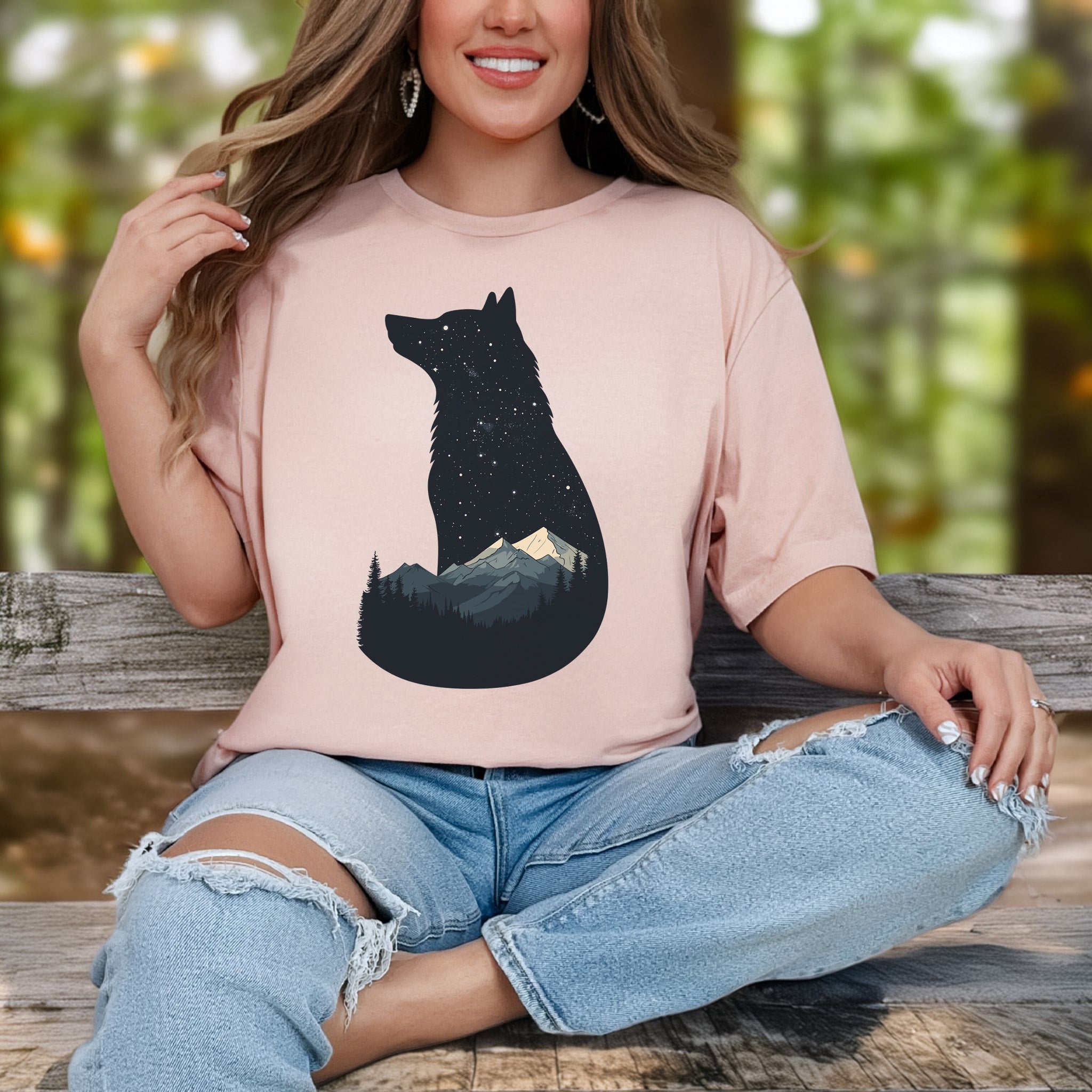 Cosmic Wolf Mountain Spirit Animal T-Shirt