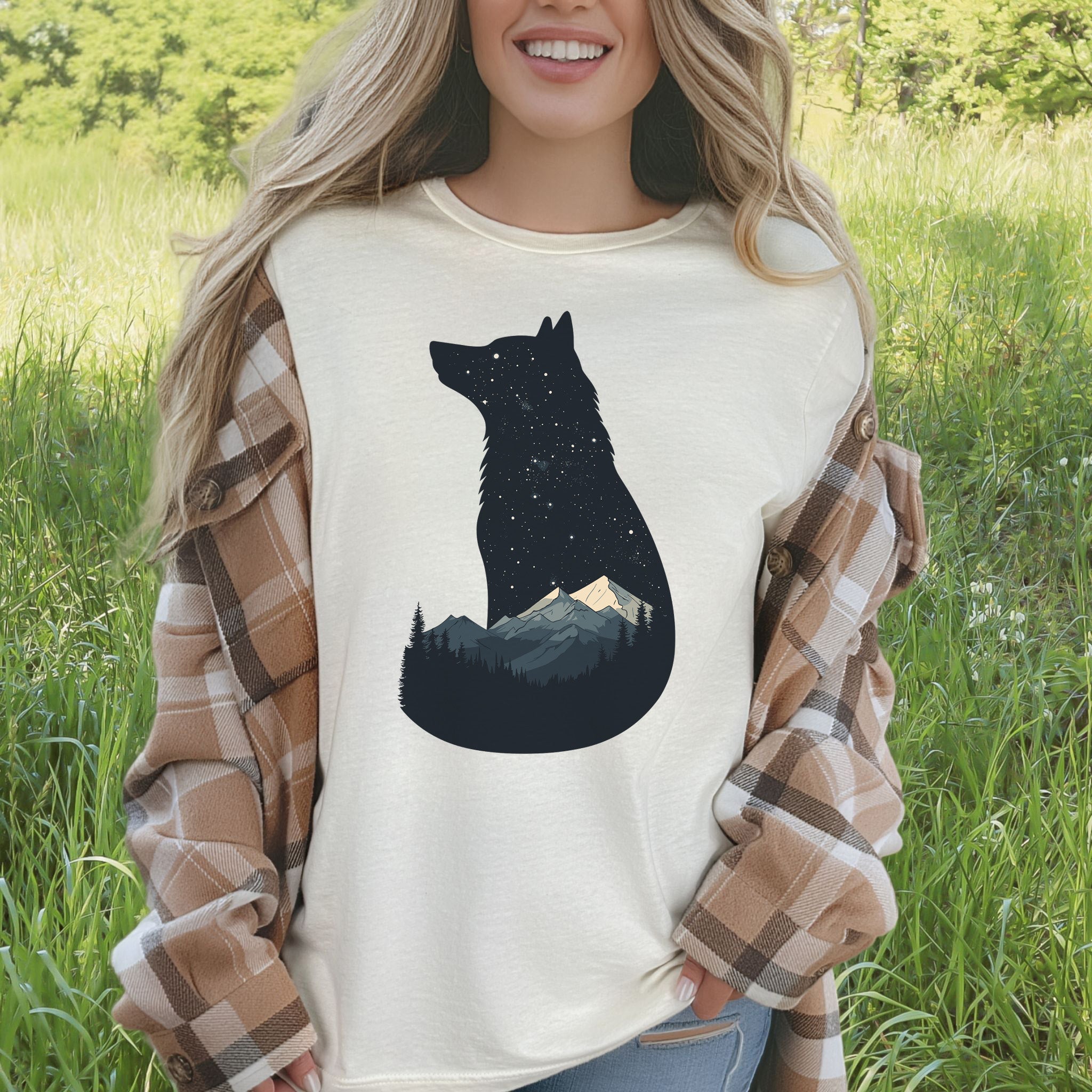 Cosmic Wolf Mountain Spirit Animal T-Shirt