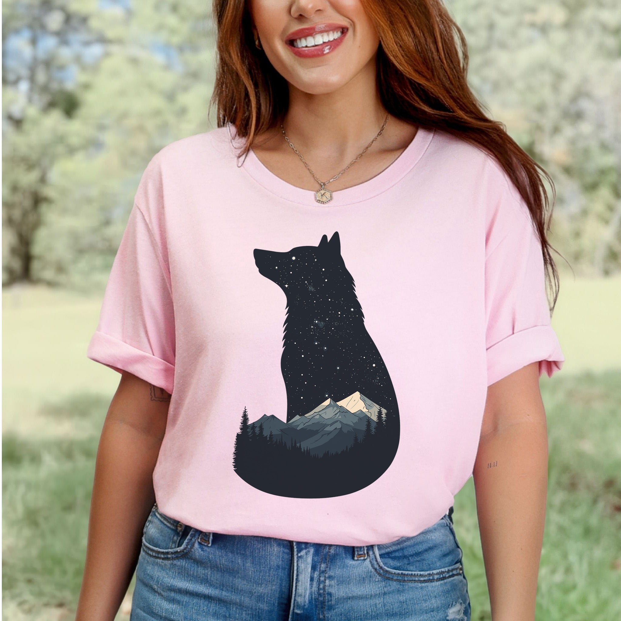 Cosmic Wolf Mountain Spirit Animal T-Shirt