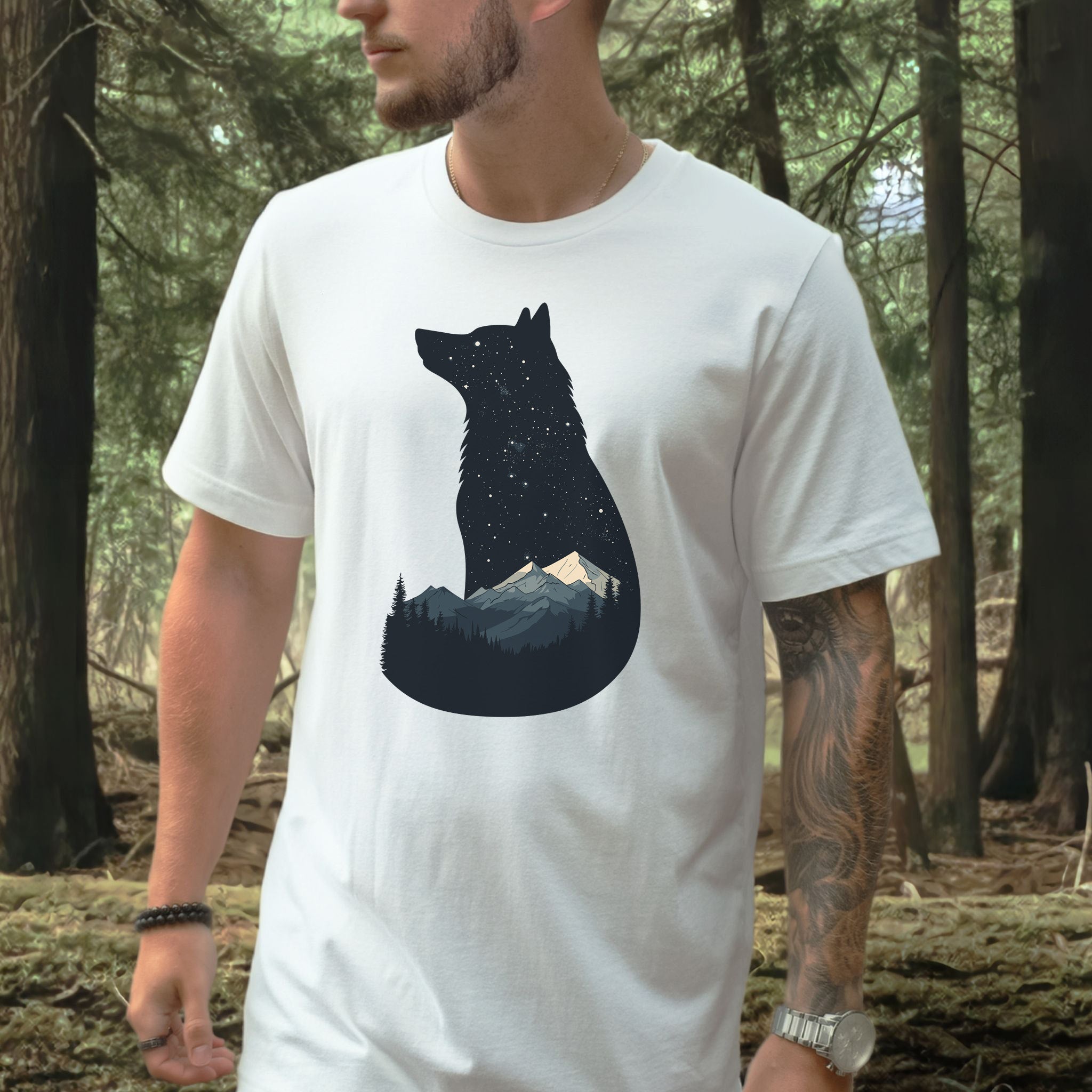 Cosmic Wolf Mountain Spirit Animal T-Shirt