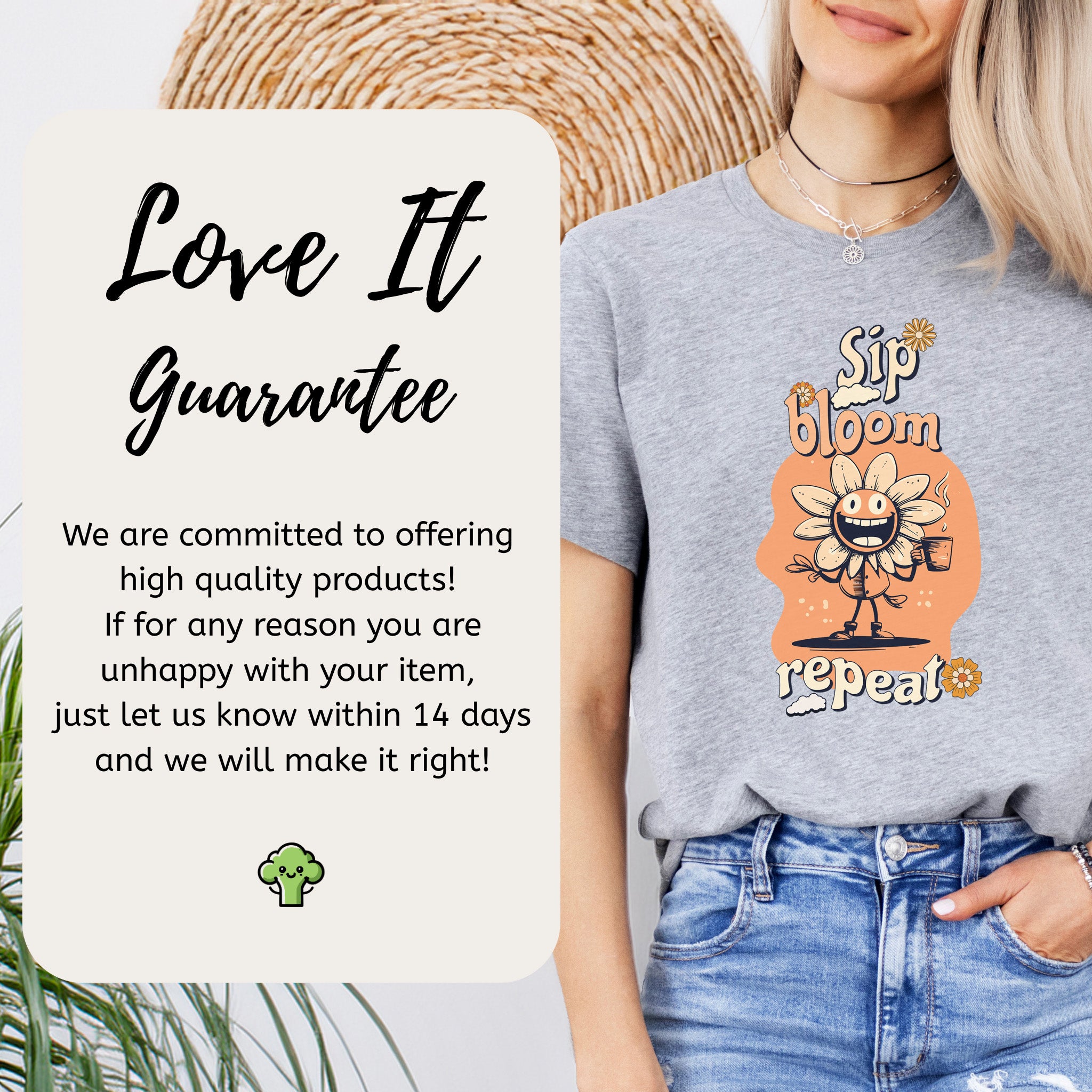 Happy Flower Sipping Tea T-Shirt