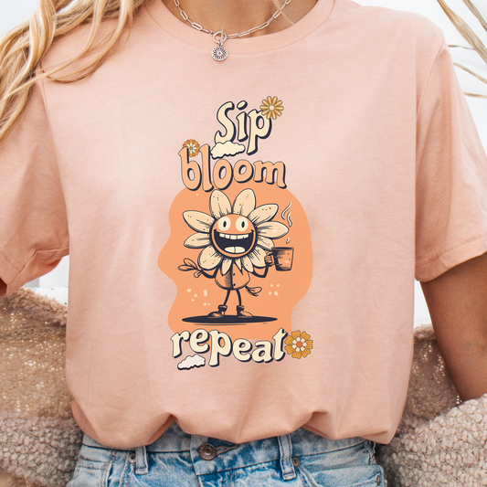 Happy Flower Sipping Tea T-Shirt