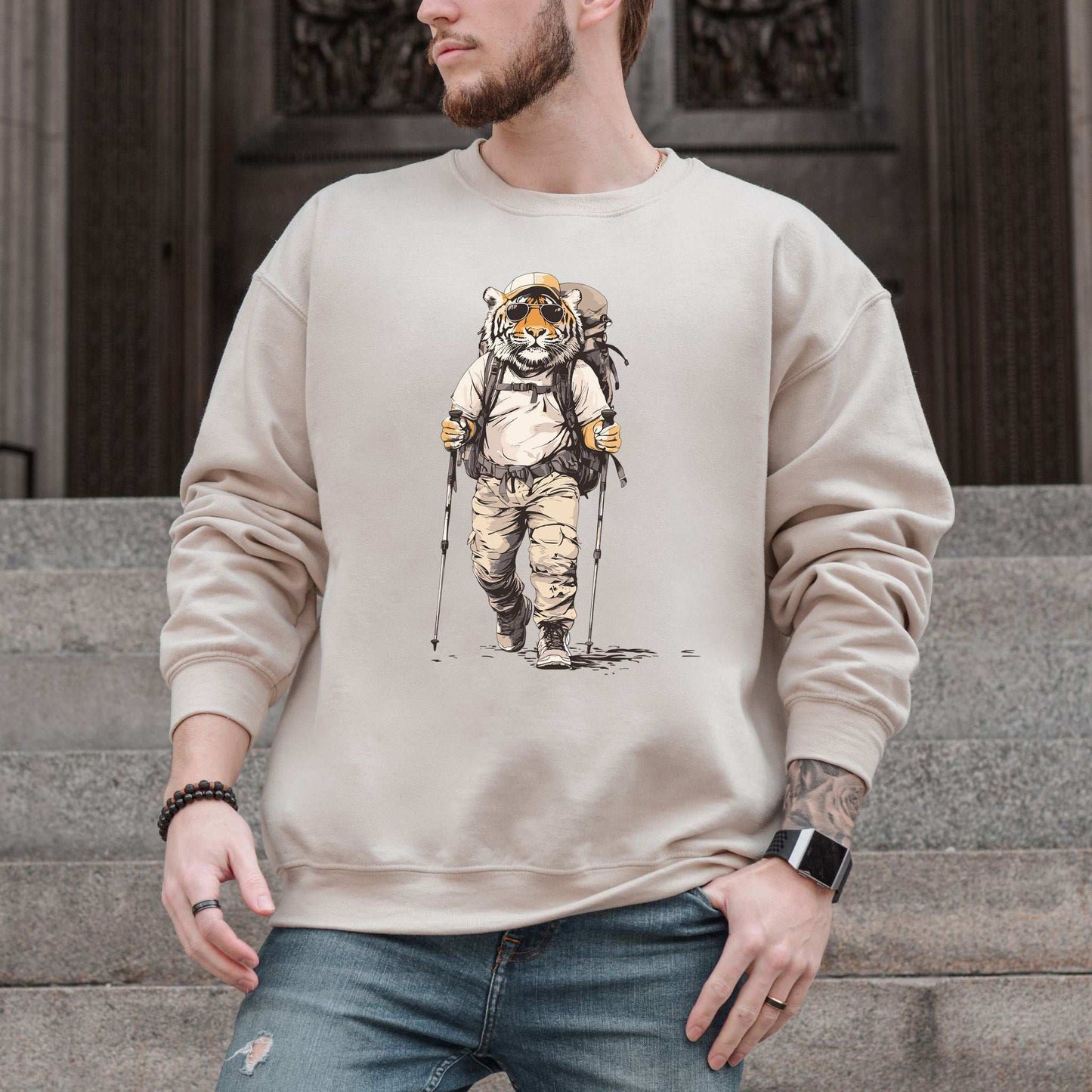 Trailblazing Tiger Hiking Sweatshirt – Fearless Explorer Vibes for the Wild at Heart
