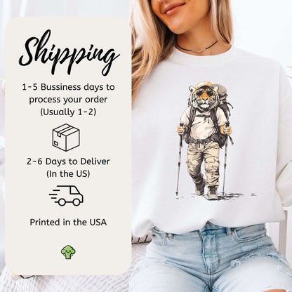 Trailblazing Tiger Hiking Sweatshirt – Fearless Explorer Vibes for the Wild at Heart