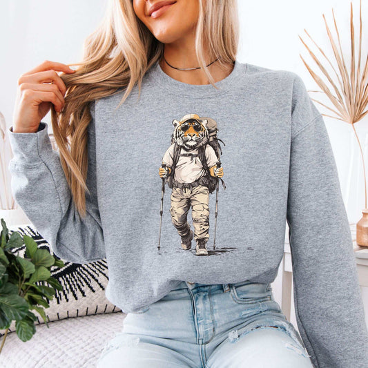 Trailblazing Tiger Hiking Sweatshirt – Fearless Explorer Vibes for the Wild at Heart