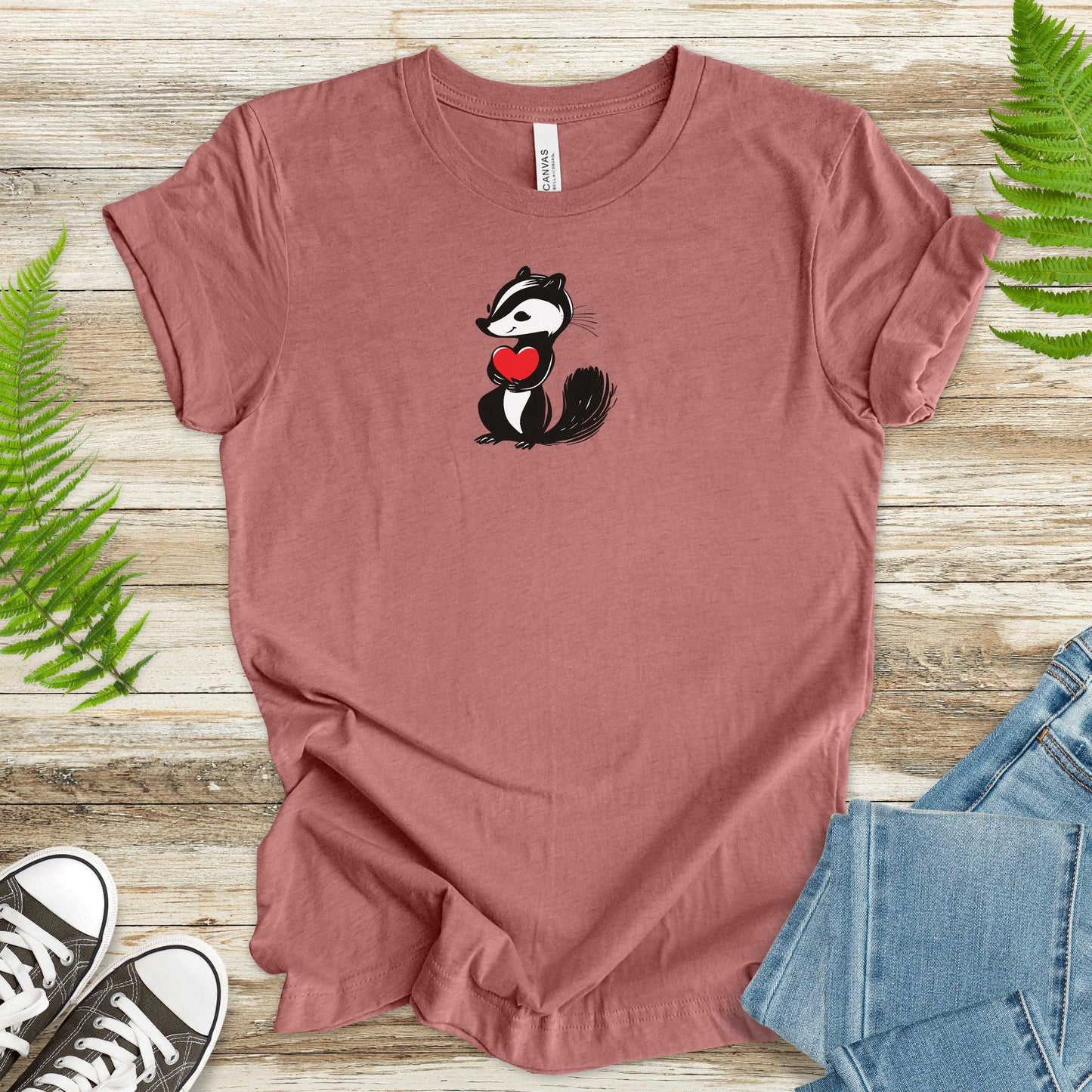 Skunk with Heart T-Shirt – Valentine Cute Cartoon - TShirtree