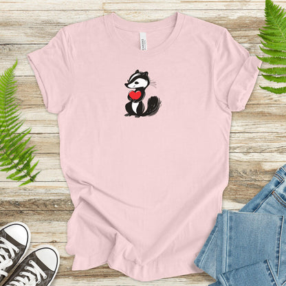 Skunk with Heart T-Shirt – Valentine Cute Cartoon - TShirtree