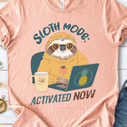 Funny Sloth Geek T-Shirt – "Sloth Mode Activated Now" Laptop Design