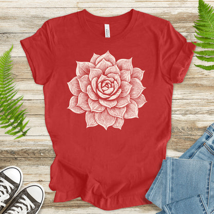 White Succulent Sketch T-Shirt – Vintage Botanical Garden Lover Tee