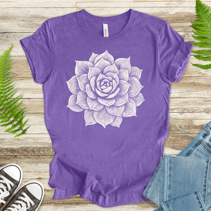 White Succulent Sketch T-Shirt – Vintage Botanical Garden Lover Tee