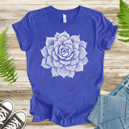 White Succulent Sketch T-Shirt – Vintage Botanical Garden Lover Tee