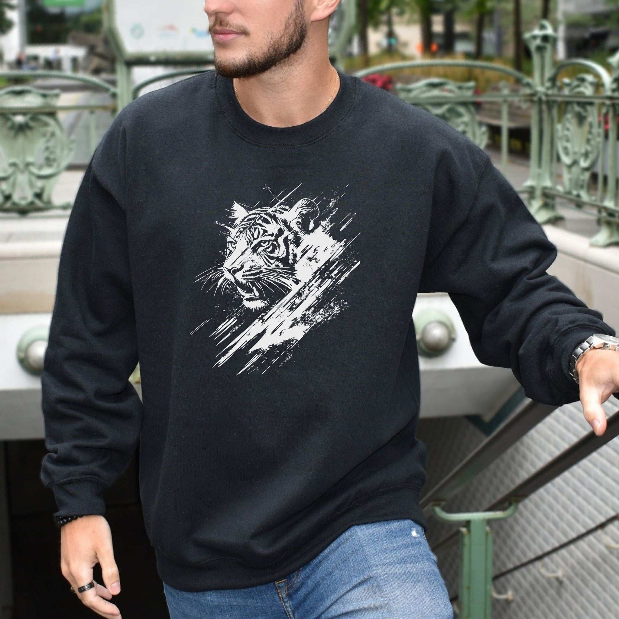 Wild Tiger Sketch Sweatshirt – Fierce Minimalist Spirit Animal Design