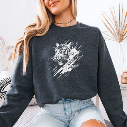 Wild Tiger Sketch Sweatshirt – Fierce Minimalist Spirit Animal Design