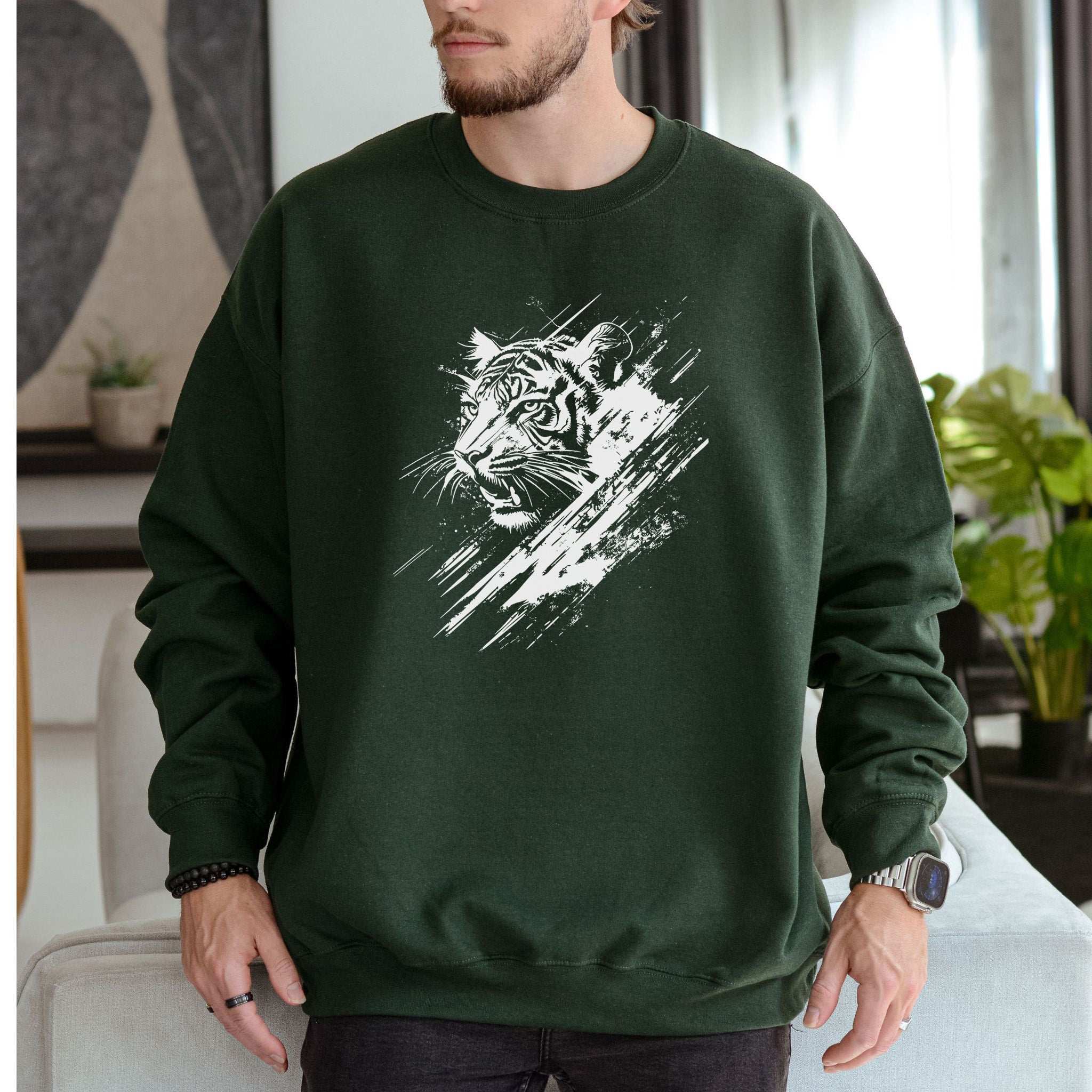 Wild Tiger Sketch Sweatshirt – Fierce Minimalist Spirit Animal Design