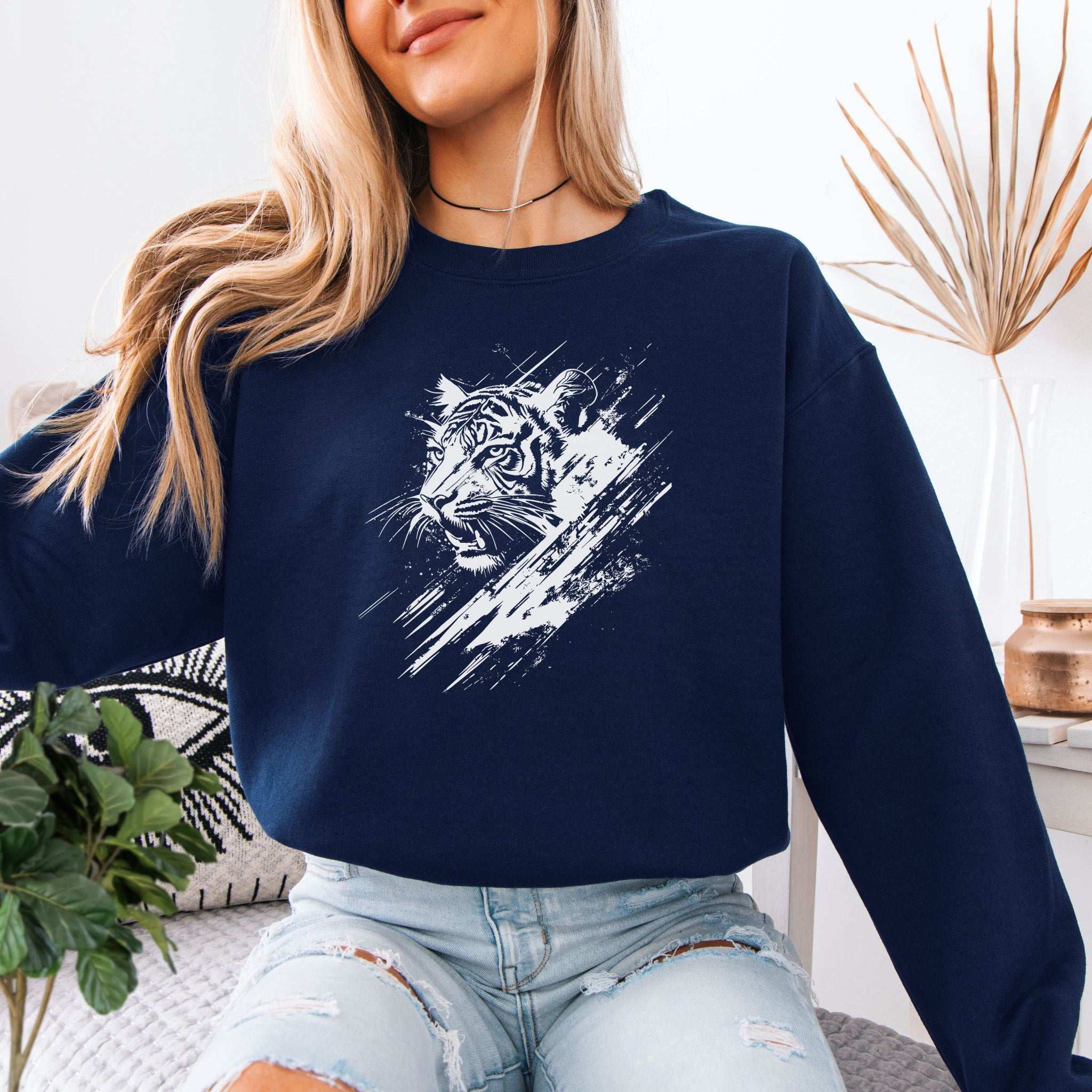 Wild Tiger Sketch Sweatshirt – Fierce Minimalist Spirit Animal Design