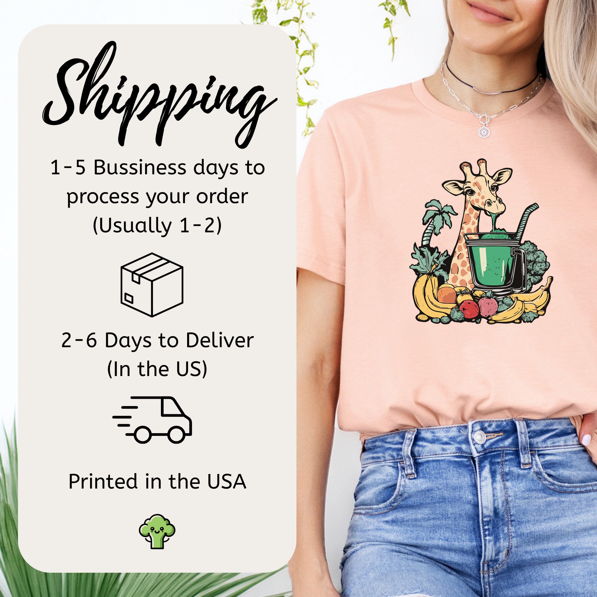 Giraffe Drinking Green Smoothie T-Shirt