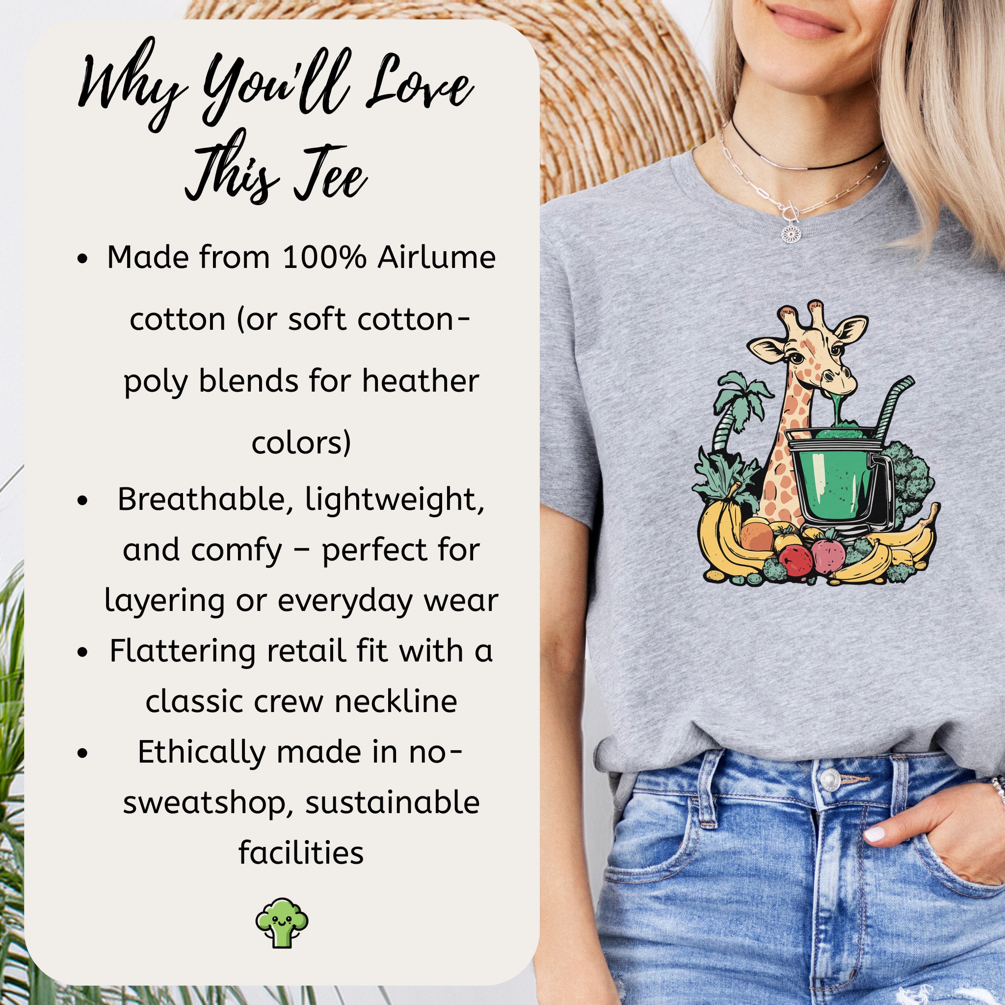 Giraffe Drinking Green Smoothie T-Shirt