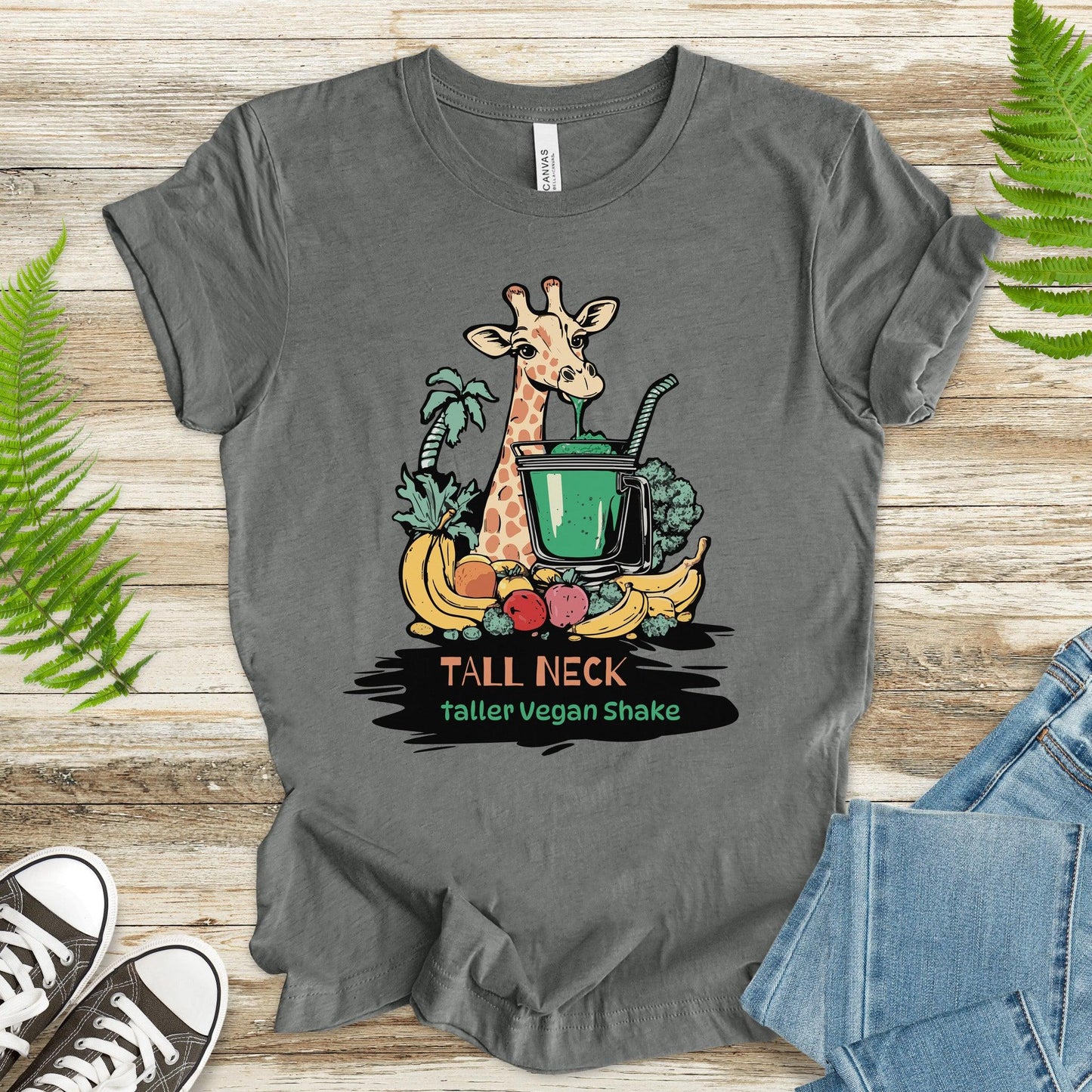 Giraffe Drinking Green Smoothie T-Shirt - TShirtree