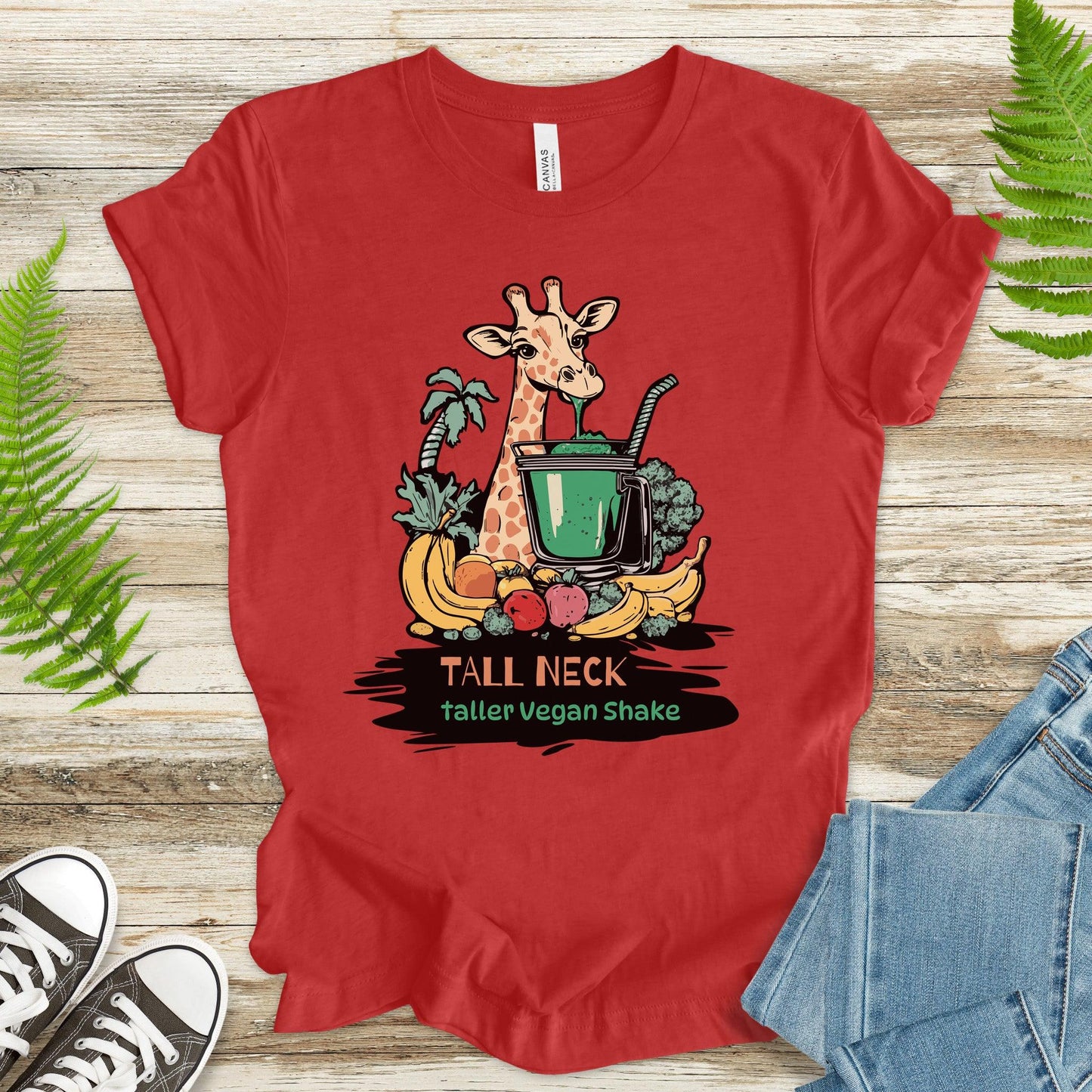 Giraffe Drinking Green Smoothie T-Shirt - TShirtree