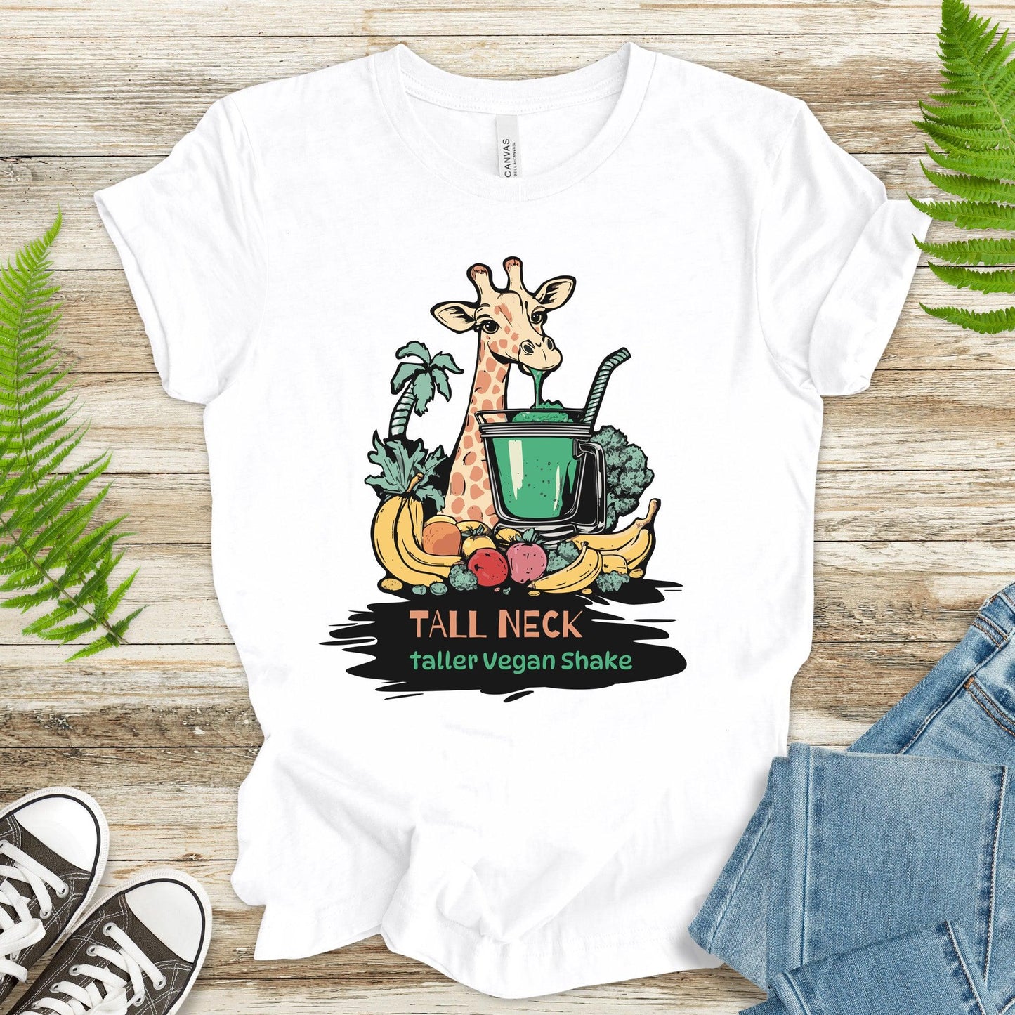 Giraffe Drinking Green Smoothie T-Shirt - TShirtree