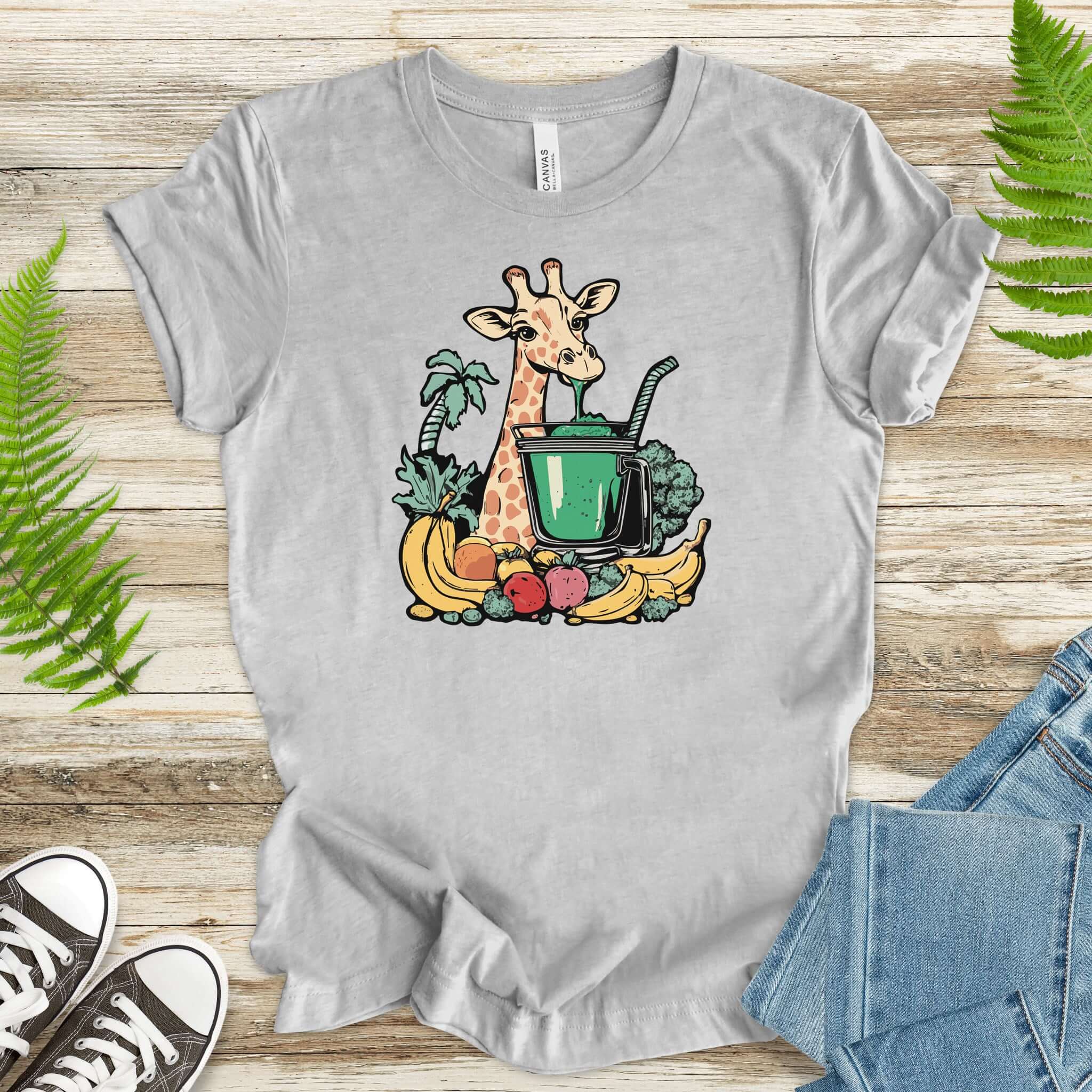 Giraffe Drinking Green Smoothie T-Shirt