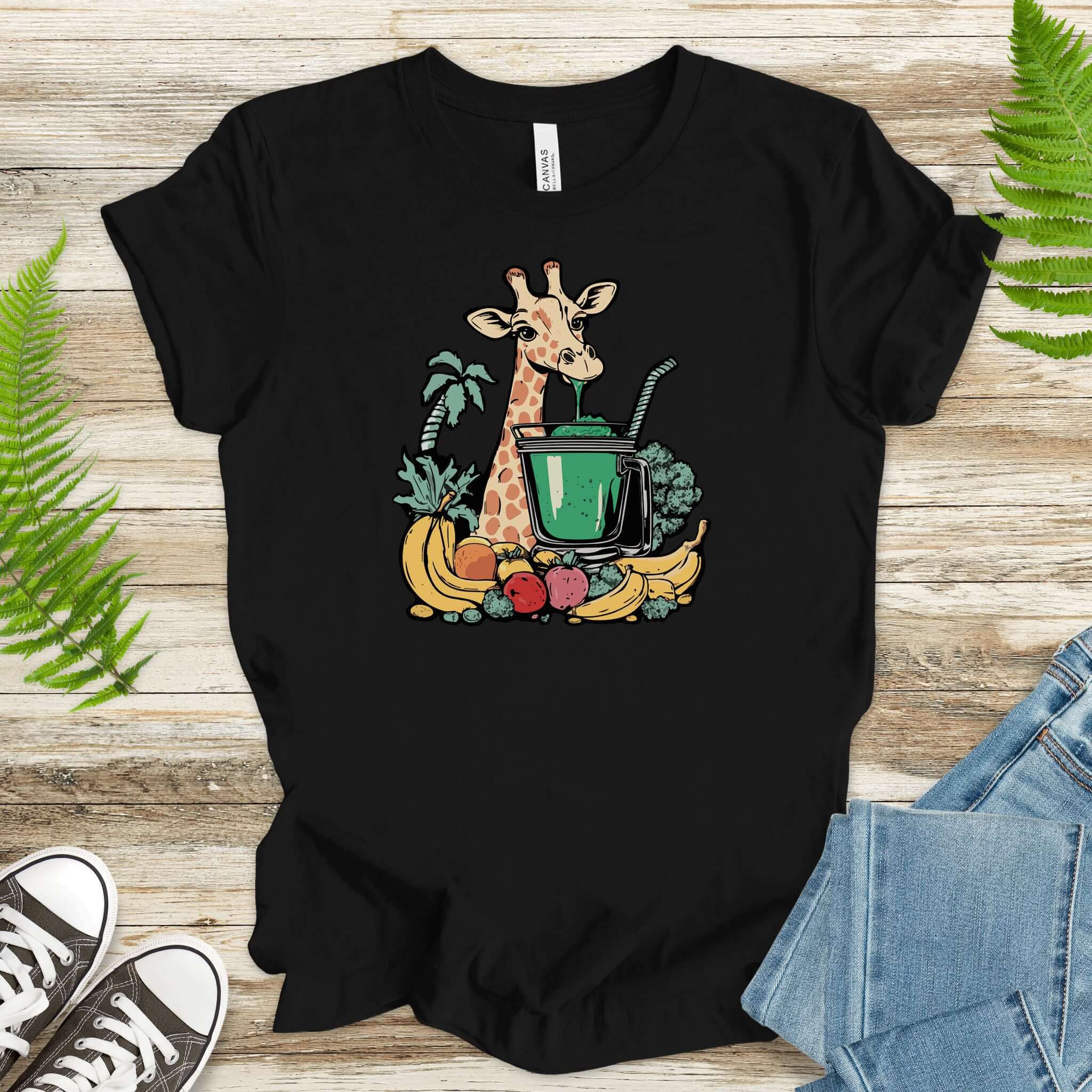 Giraffe Drinking Green Smoothie T-Shirt