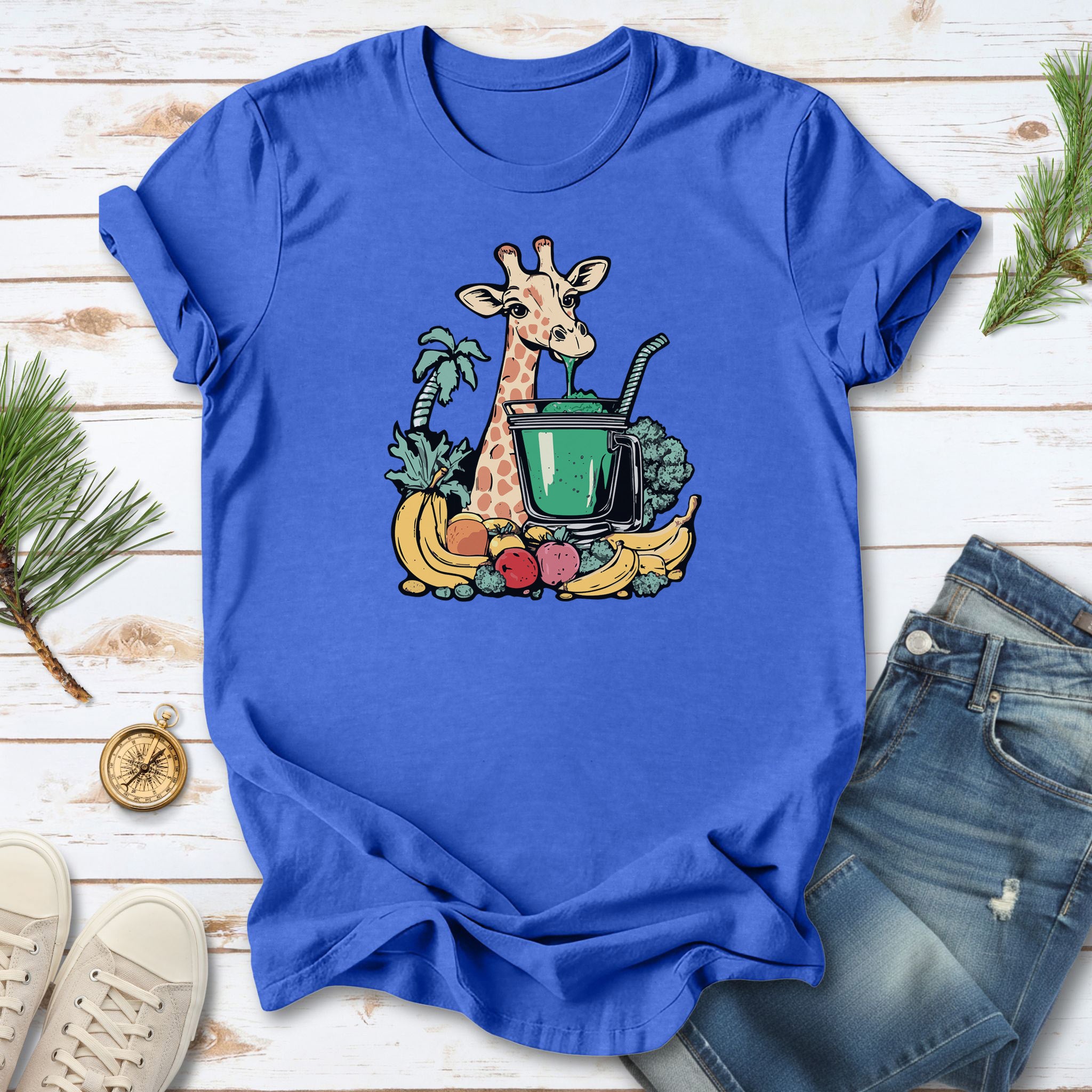 Giraffe Drinking Green Smoothie T-Shirt
