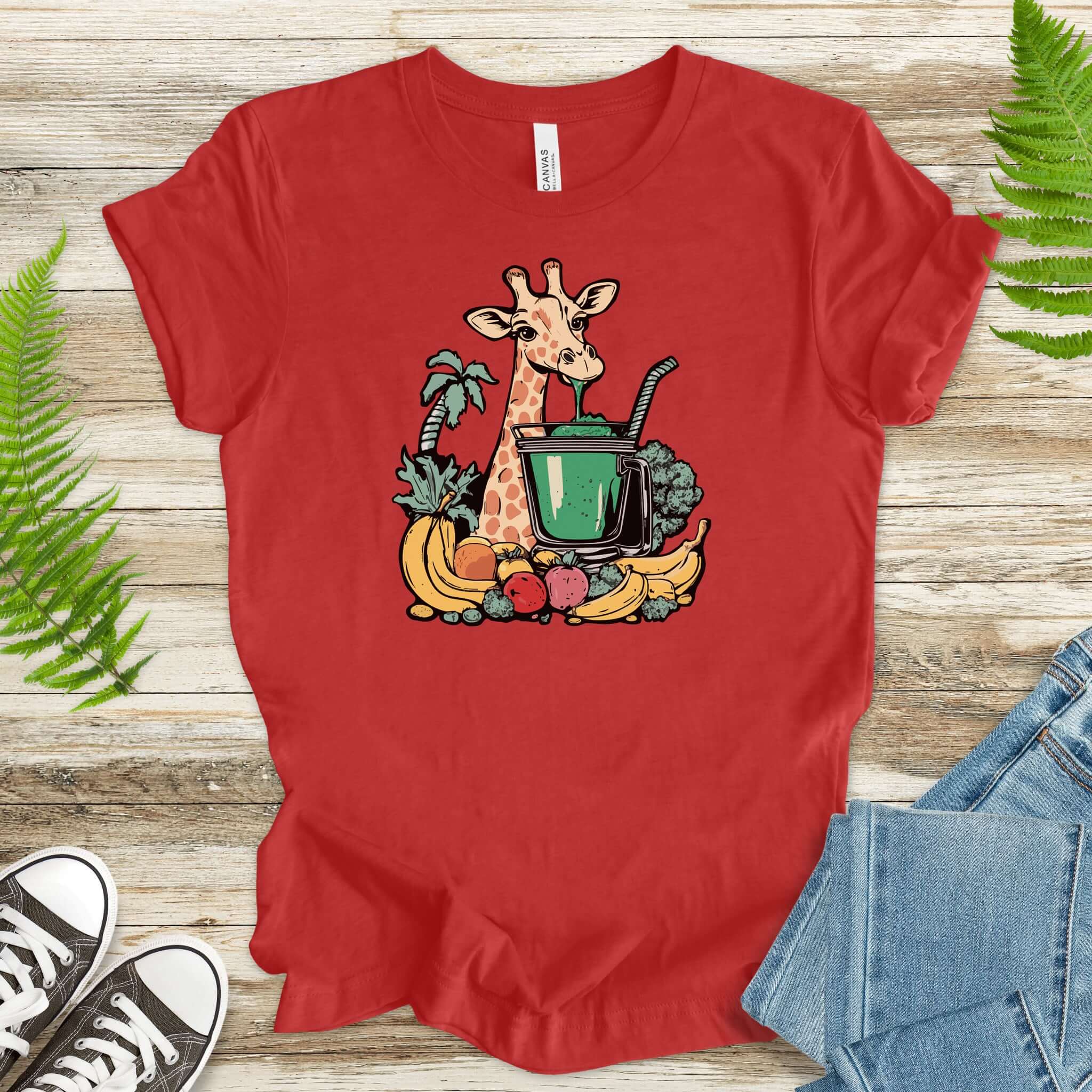 Giraffe Drinking Green Smoothie T-Shirt