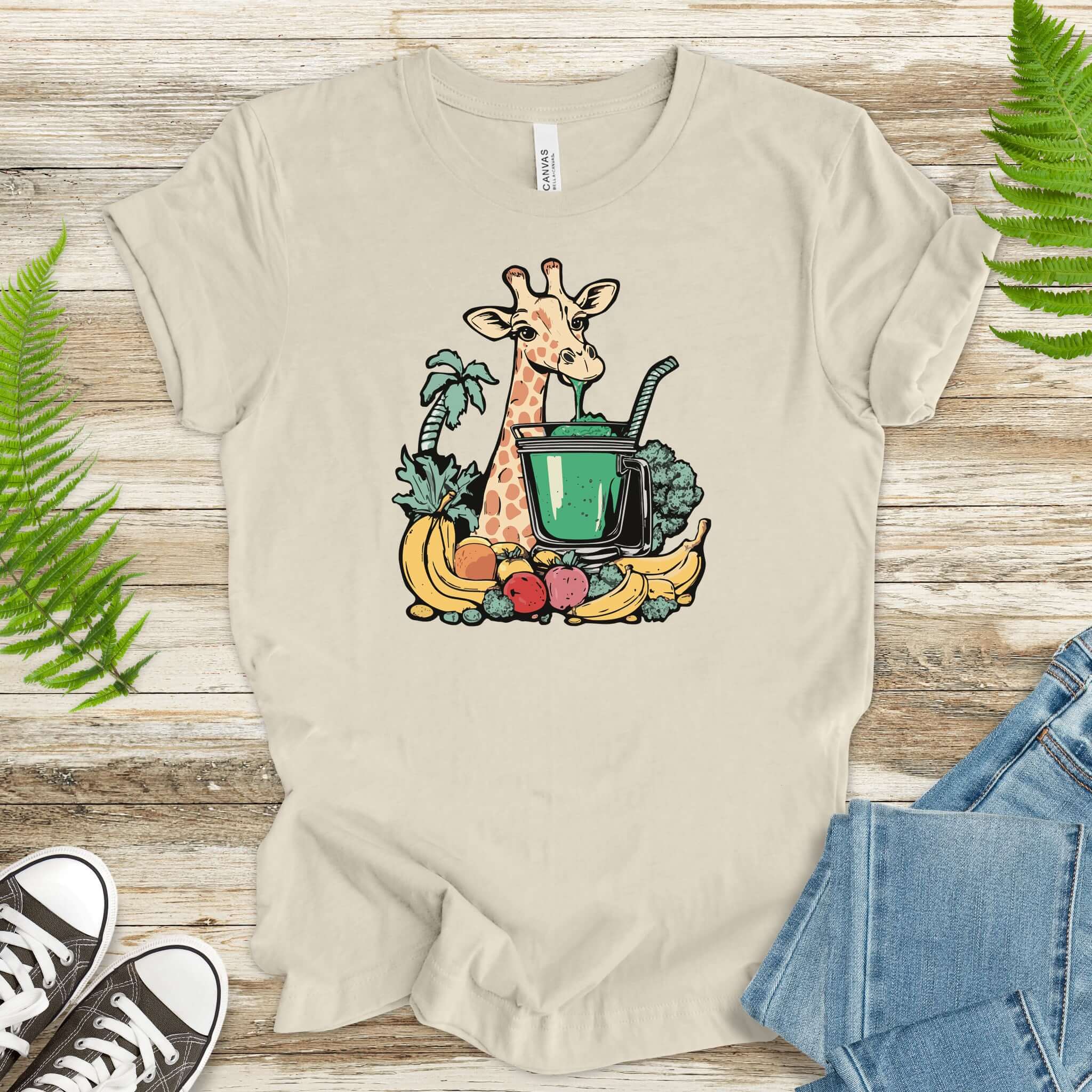 Giraffe Drinking Green Smoothie T-Shirt