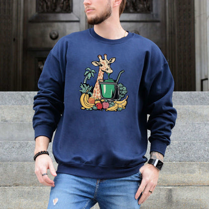 Giraffe Smoothie Sweatshirt – Tropical Quirk & Cozy Charm
