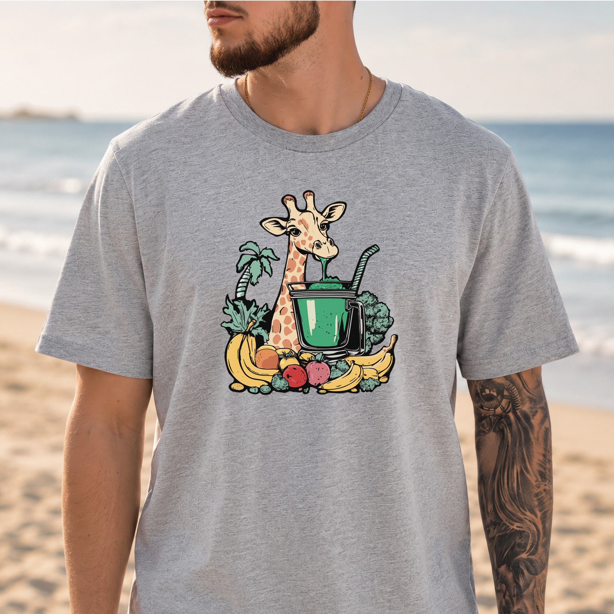 Giraffe Drinking Green Smoothie T-Shirt