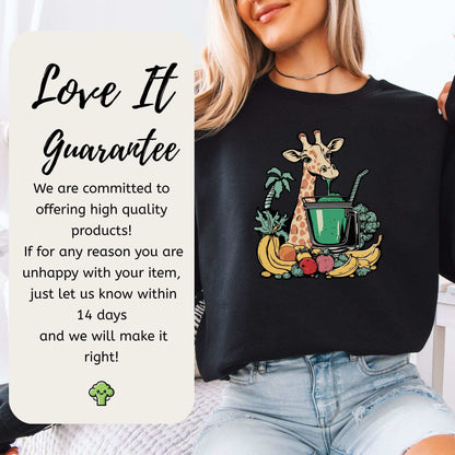 Giraffe Smoothie Sweatshirt – Tropical Quirk & Cozy Charm