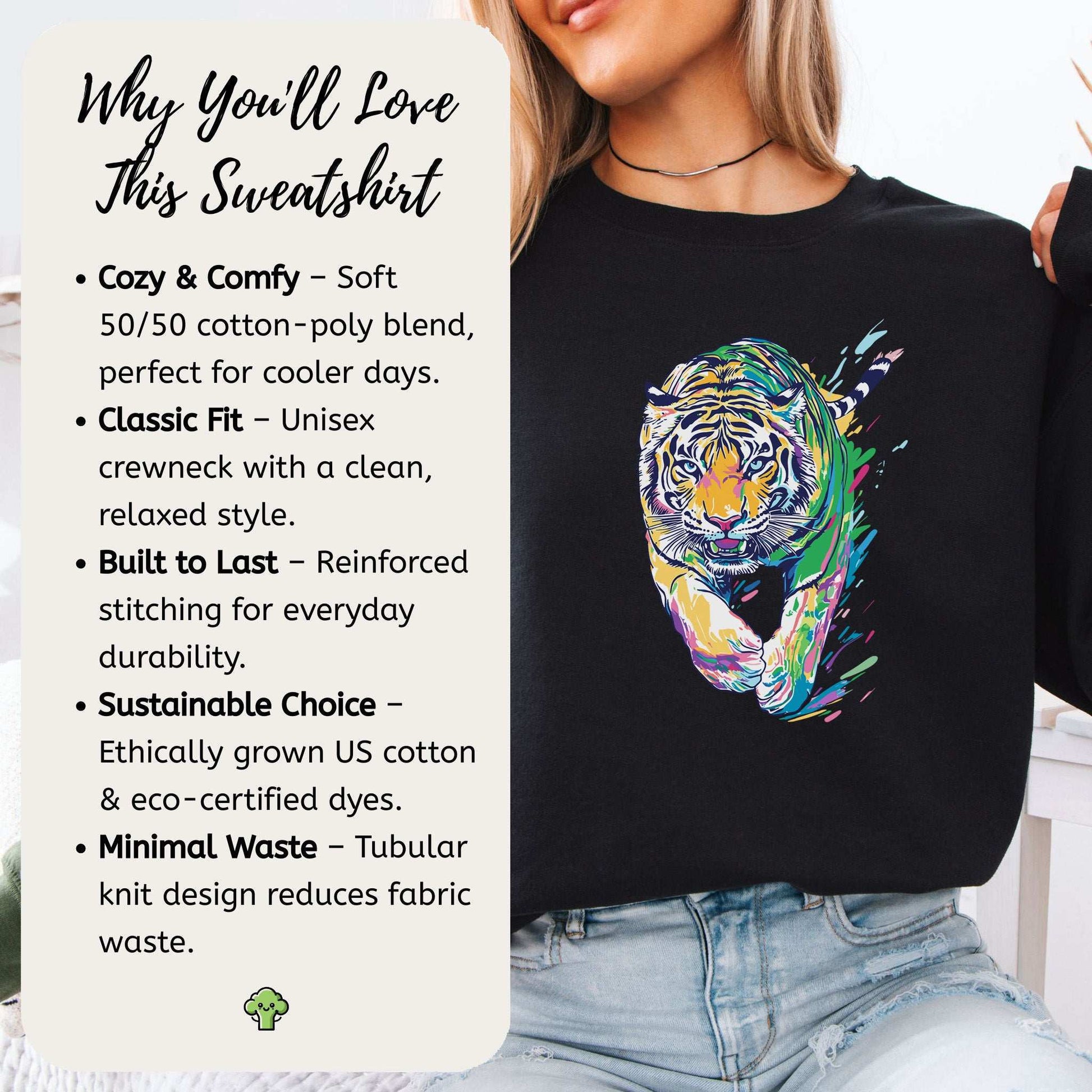 Colorful Tiger Sweatshirt – Bold Artistic Jungle Energy