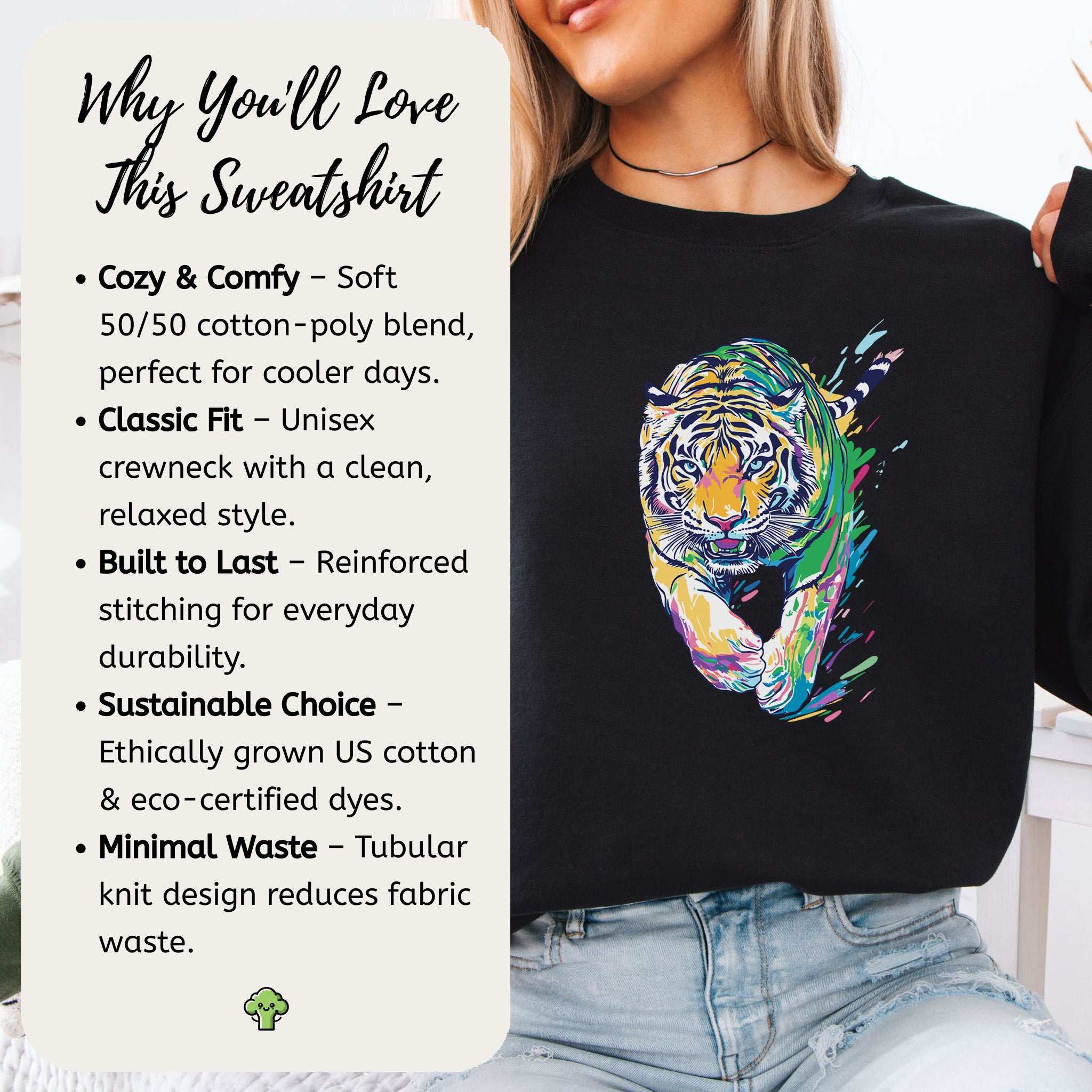 Colorful Tiger Sweatshirt – Bold Artistic Jungle Energy