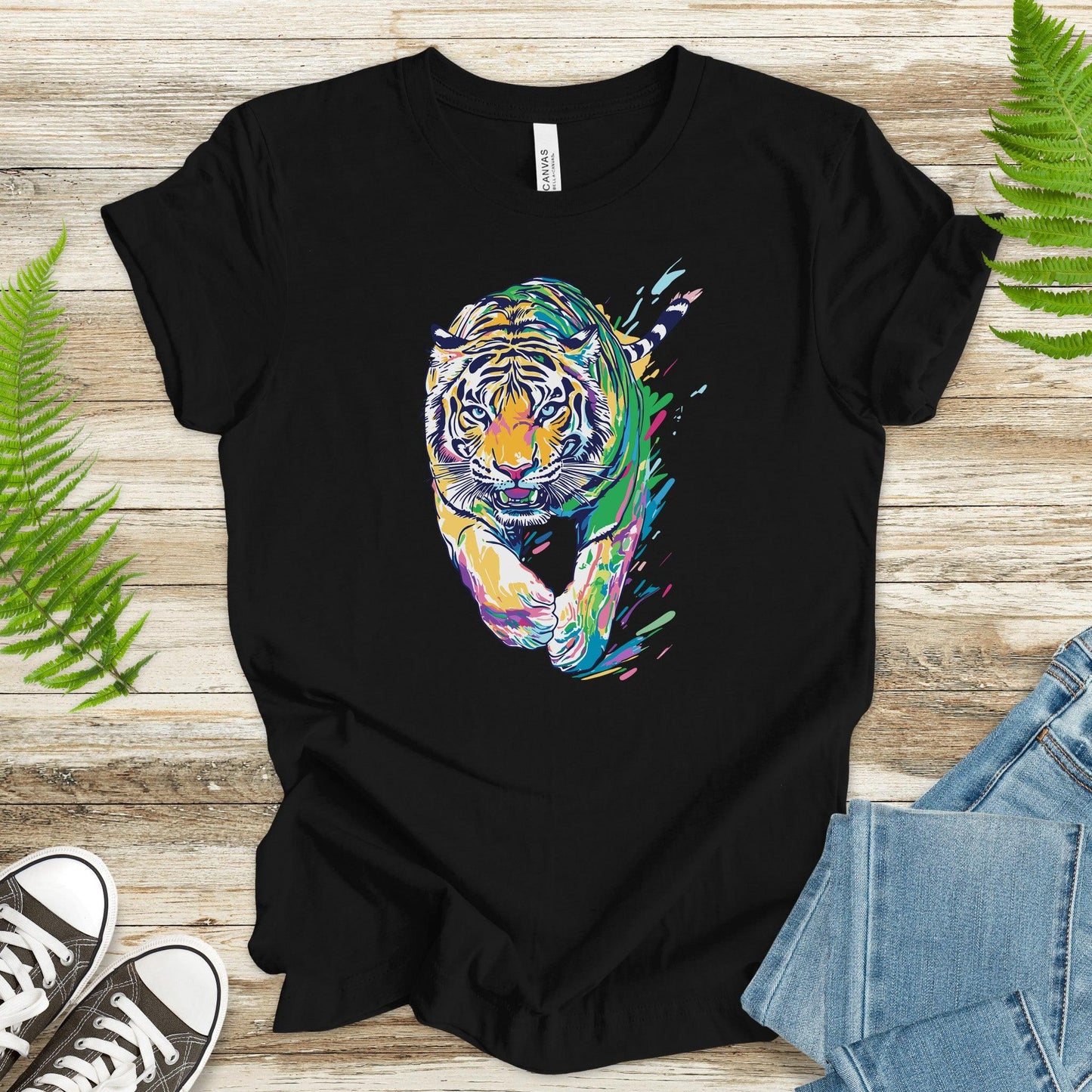 Colorful Tiger T-Shirt – Vibrant and Artistic Wildlife Design - TShirtree